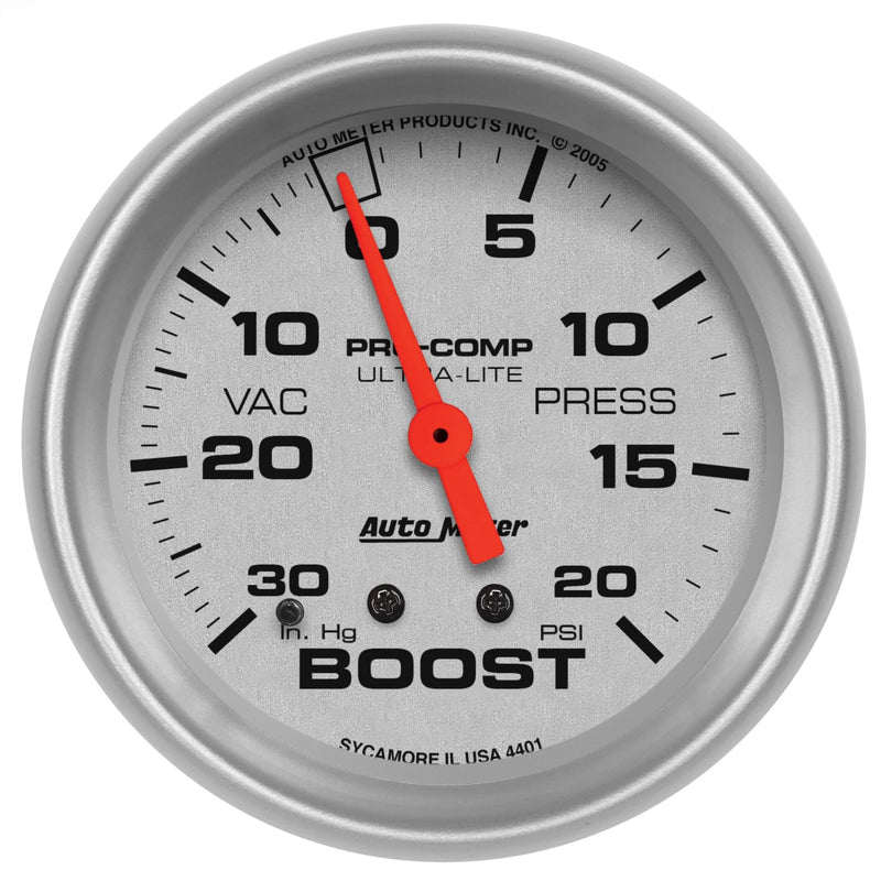 Auto Meter Ultra-Lite 4401 Mechanical Boost/Vacuum Gauge, 2.625 in., Regular