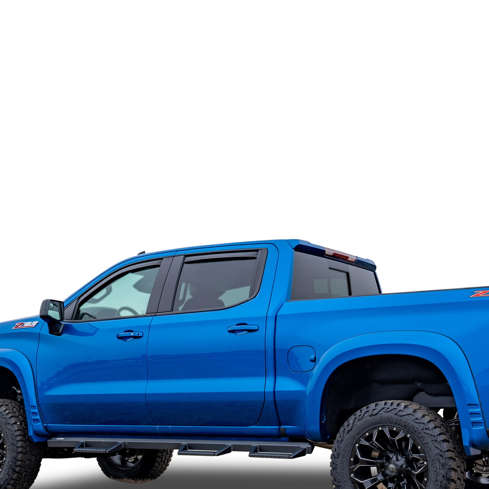 Off Road Black Horse [BHOR] in Channel Rain Guards/Wind Deflectors Compatible with 2023-2024 Chevrolet Colorado|2023-2024 GMC Canyon Crew Cab Smoke 4 PCs - 1494218IN