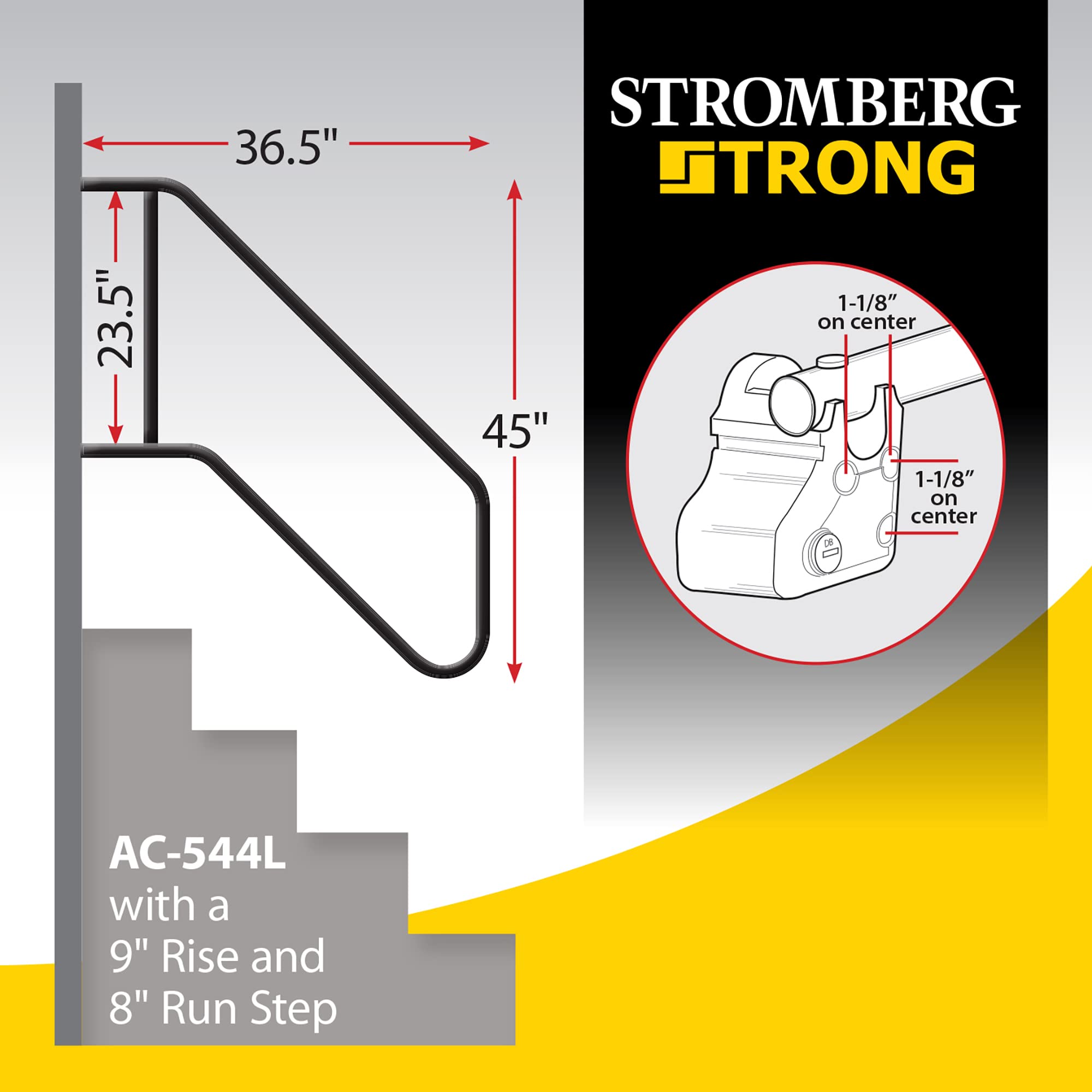 Stromberg Carlson AC-544L Locking Rail Commercial - Mobile Equipment Support - RV Camping Accessories and Travel Trailer Accessories for Step Ladder- 200 lbs Capacity - 36.5" Extension, 45" Height