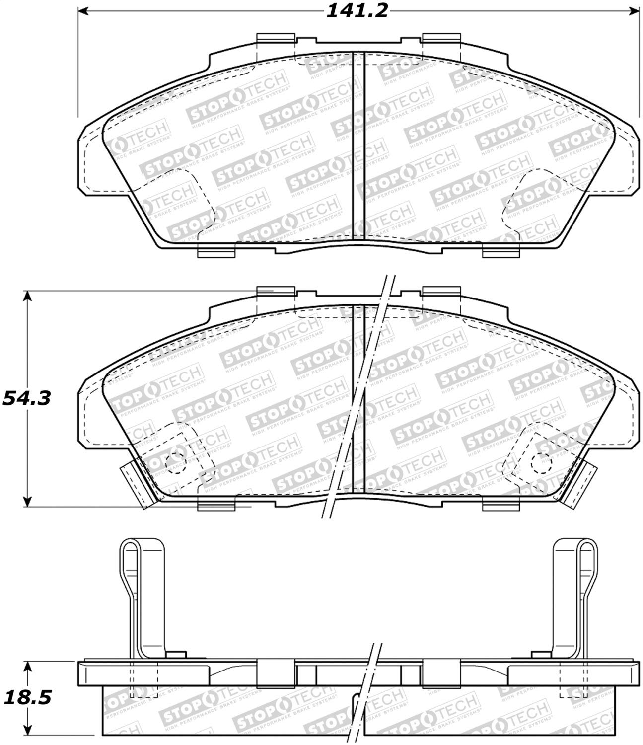 Front StopTech 308.04960 Brake Pads with Shims and Hardware Street