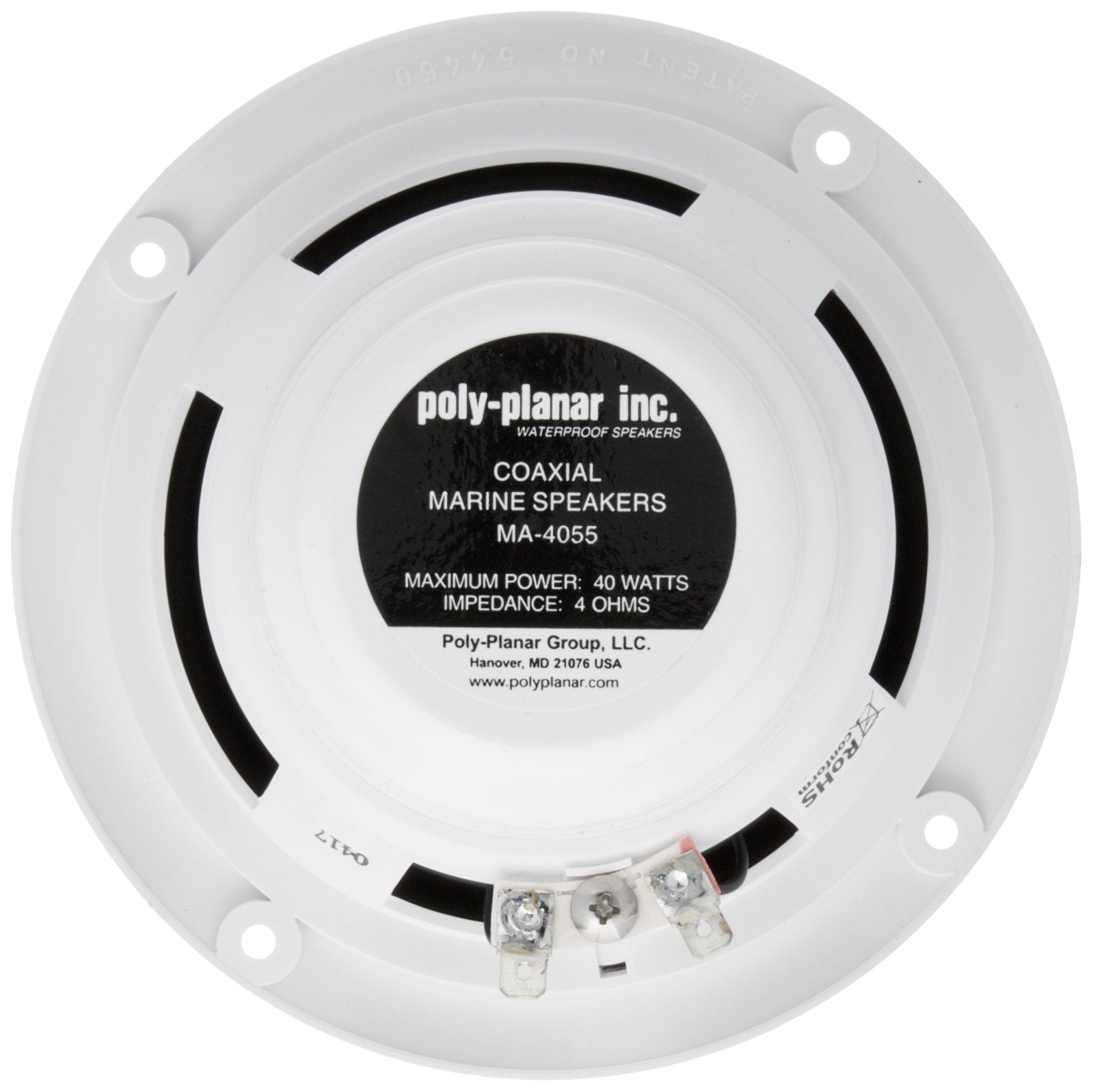 5-Inch Poly-Planar Round Flush-Mount Marine Speakers, White (Pair) MA-4055W