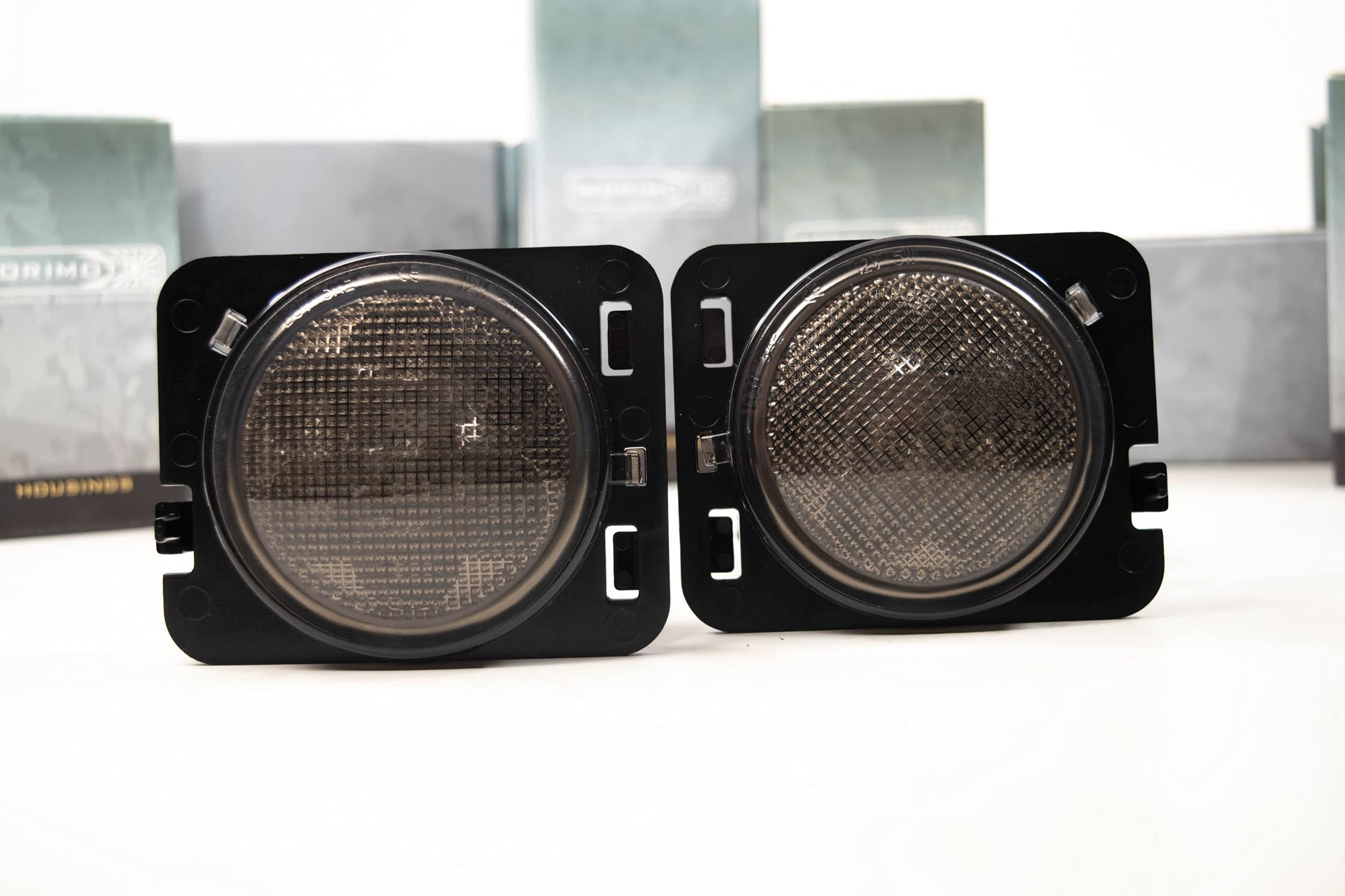 Jeep Wrangler JK 2007-2018 Morimoto XB LED Parking Lights Plug and Play OEM Replacement Performance Upgrade with Smoked Lens (PN: LF0473 pair of complete parking light assemblies)