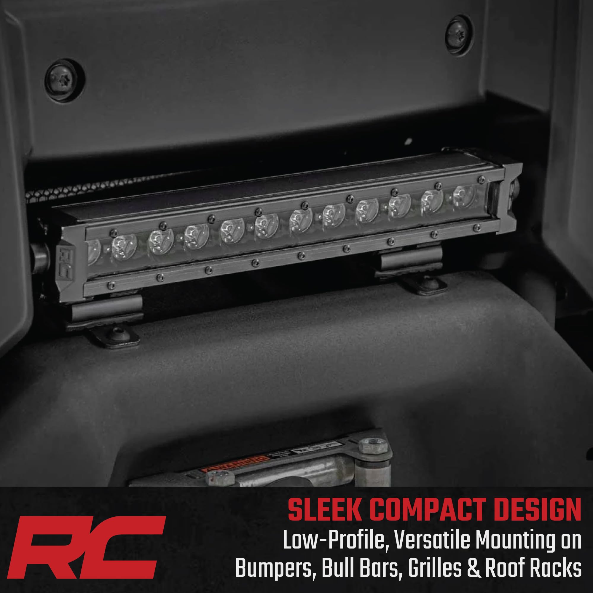 12" Rough Country LED Light Bar - 60W, 4,800 Lumens, Spot Focus Beam, Waterproof Off-Road Lighting for UTV, ATV, Jeeps, Truck