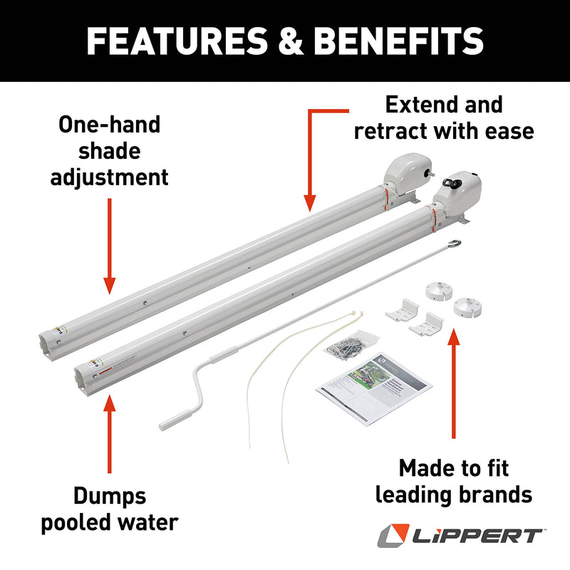 Hybrid Solera Universal RV Awning Arms & Hardware Kit - 69" White