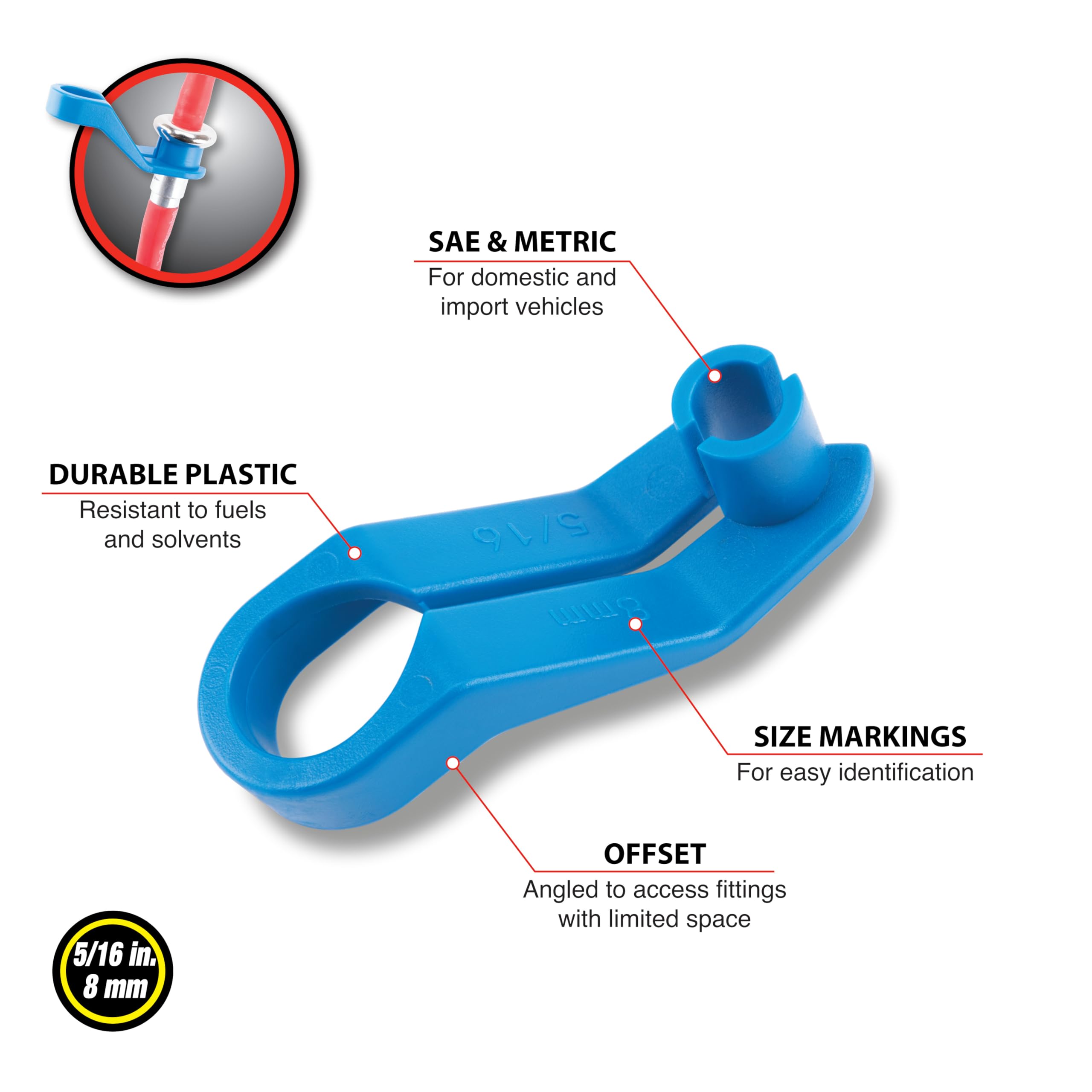 W83104 Performance Tool 5/16" Offset Line Disconnect Tool - Easy Coupling Release, Durable Plastic