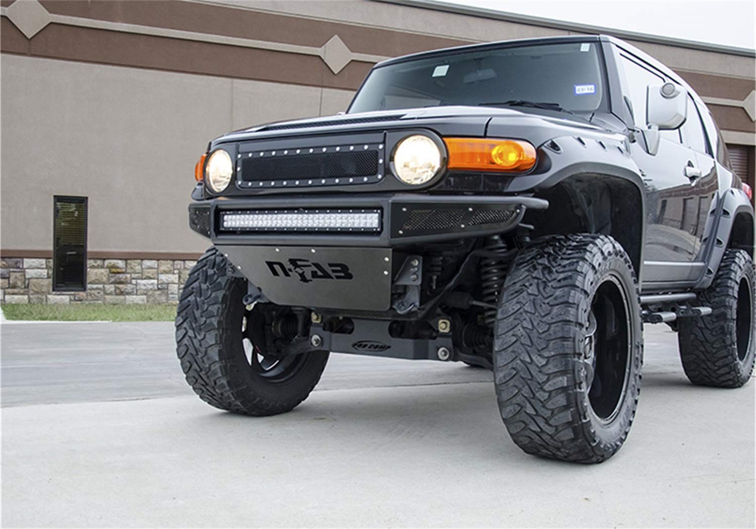 Gloss Black N-Fab Bumper | 1 Piece w/ Skid Plate | T061MRDS-GB | Fits 2006-2018 Toyota FJ Cruiser