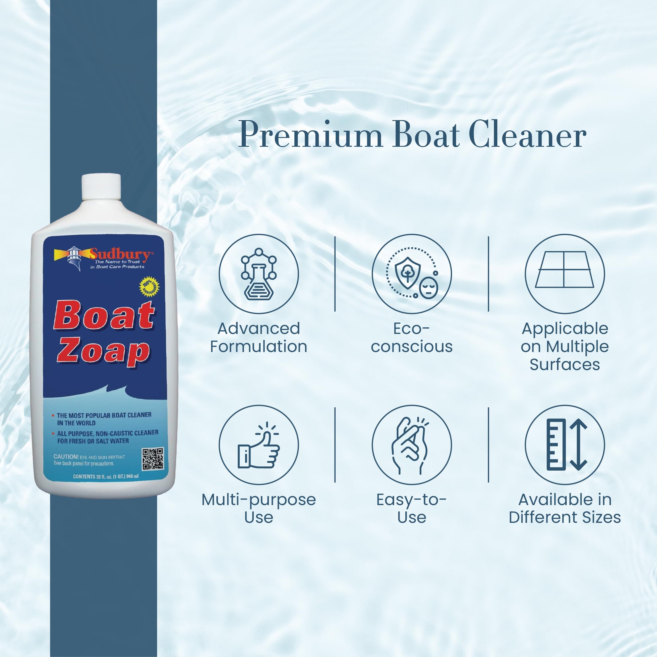 Boat Cleaner Sudbury Zoap, Multi-Purpose Boat Soap, Essential Boat Accessories, 32 oz.