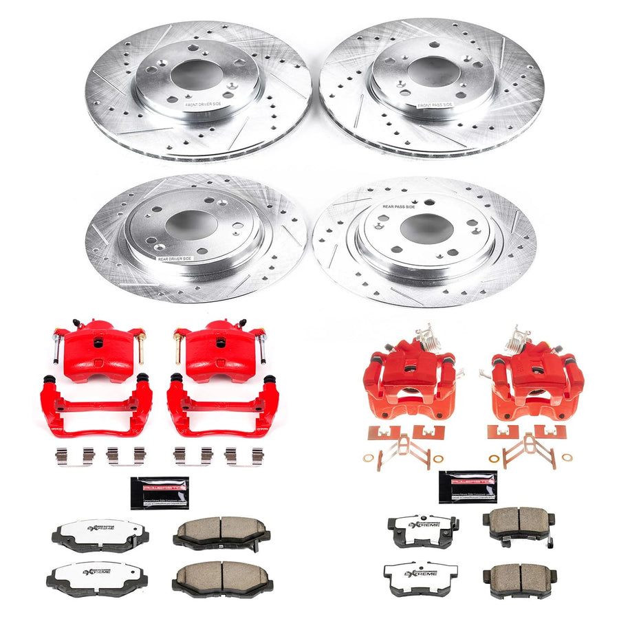 Power Stop Z26 KC2745-26, Front and Rear Caliper Kit-Brake Rotors, Carbon Ceramic Brake Pads, Calipers For Honda Accord 2005 [Model Specific]