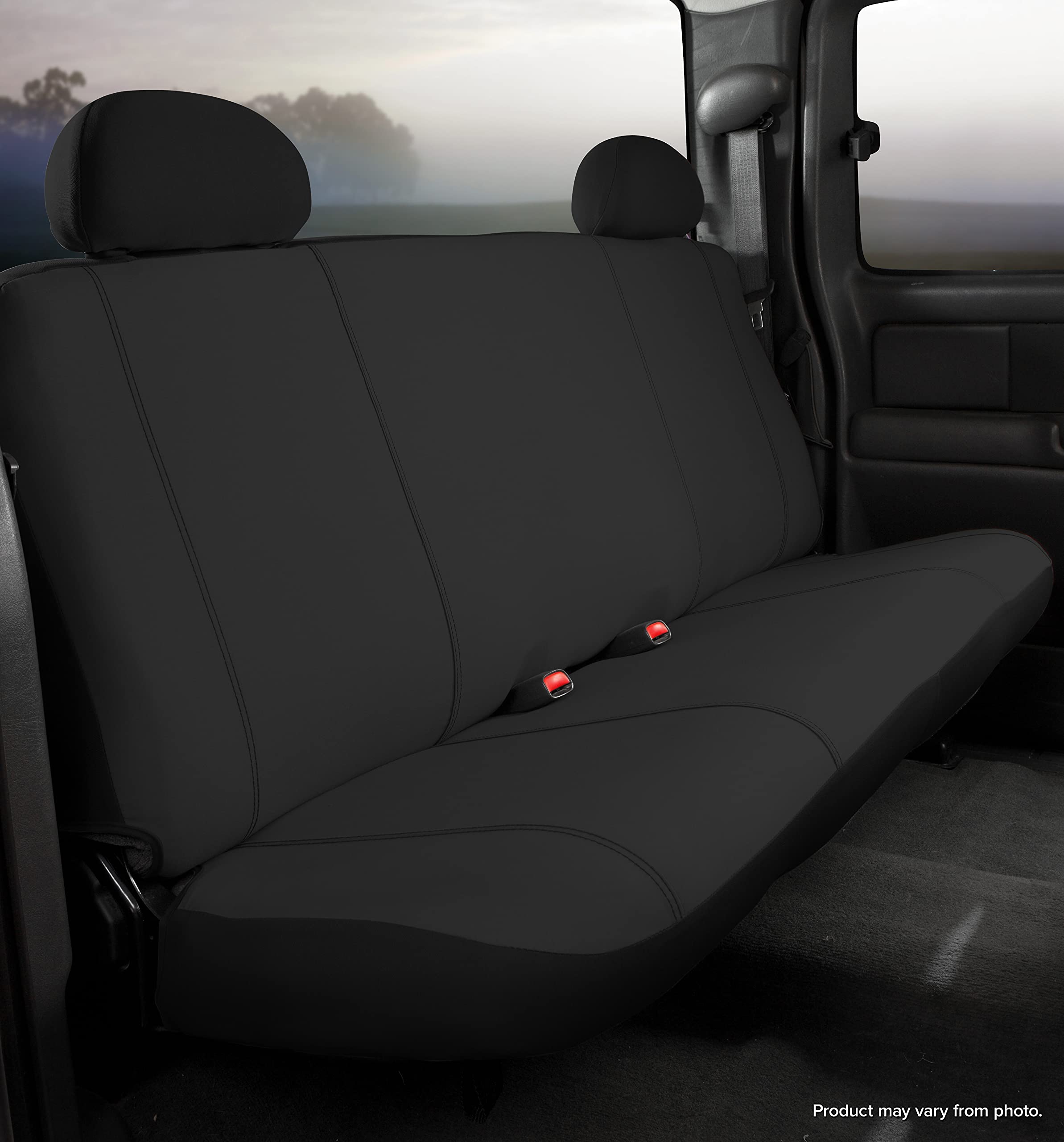 Custom Fit Fia SP82-7 Black Rear Seat Cover Bench Seat - Polyester, (Black)