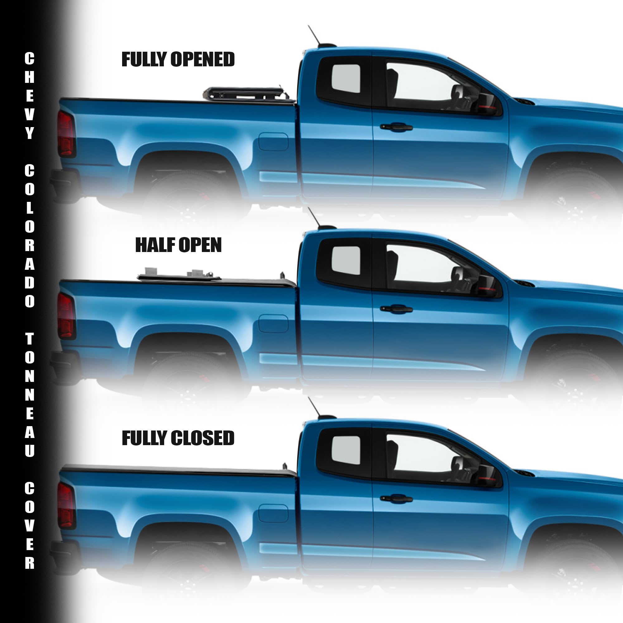 Low Profile Armordillo Hard Tri-Fold 2015 2016 2017 2018 2019 2020 2021 2022 Chevy Colorado Tonneau Cover/GMC Canyon Bed Cover 6ft (72") Bed | CoveRex TFX | 7162358