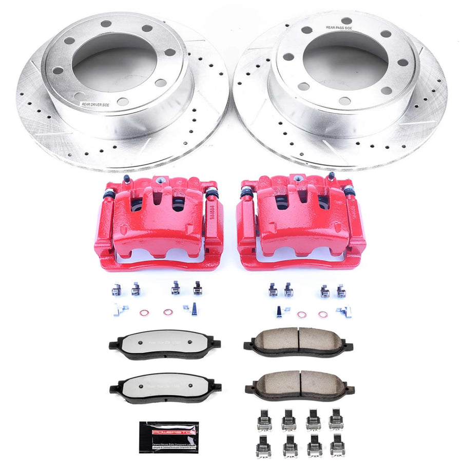Power Stop Z36 KC1799-36 Truck & Tow Rear Caliper Kit-Drilled/Slotted Brake Rotors, Carbon-Fiber Ceramic Brake Pads, Calipers For Ford F-250 Super Duty, Ford F-350 Super Duty [Model Specific]