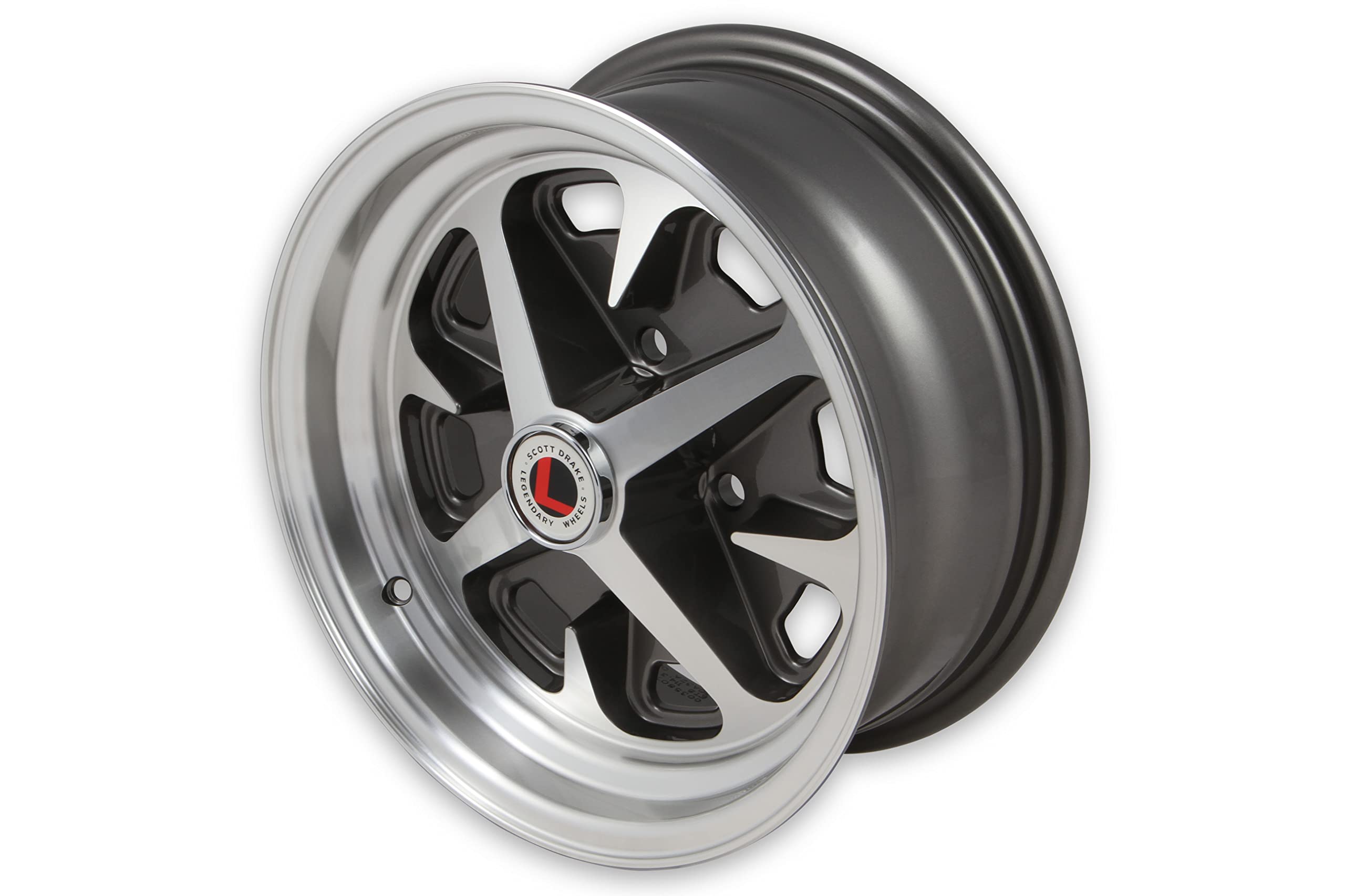 14 X 6 Drake Wheels Magnum 400, 4 On 4.5 Bp, 3.75" Bs, Charcoal/Machined