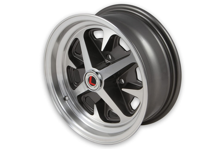 14 X 6 Drake Wheels Magnum 400, 4 On 4.5 Bp, 3.75" Bs, Charcoal/Machined