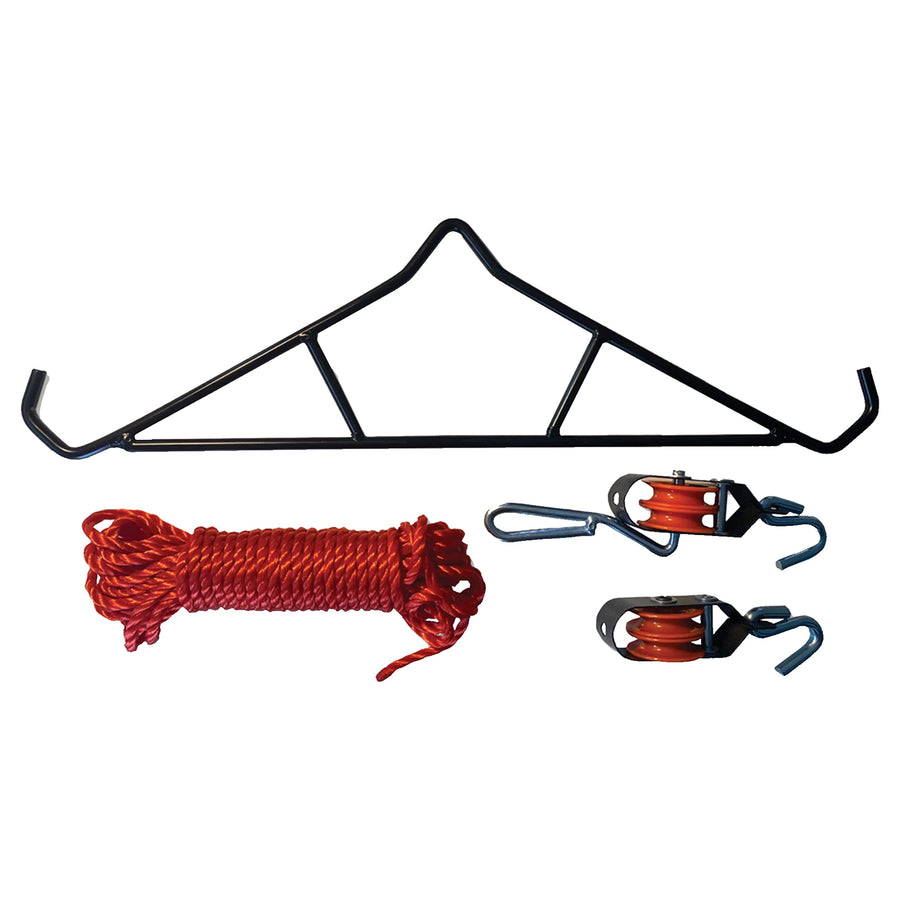 Hanging Half Rack Deer Gambrel Hoist Kit - Tough Game Hanger Kit w/Gambrel, 2 Pulleys, & Deer Hoist Rope - Strong & Reliable Deer Hanger for Skinning Holds up to 600 lbs - Powder-Coated Finish