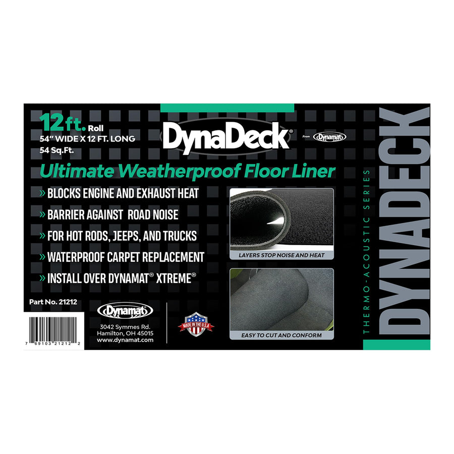 Dynamat Automotive DynaDeck Floor Liner – Mat for Cars, Trucks, SUVs, Boats & RVs – Waterproof & Noise Dampening Material That Blocks Engine & Exhaust Heat – Made in The USA, 54” W x 12” L