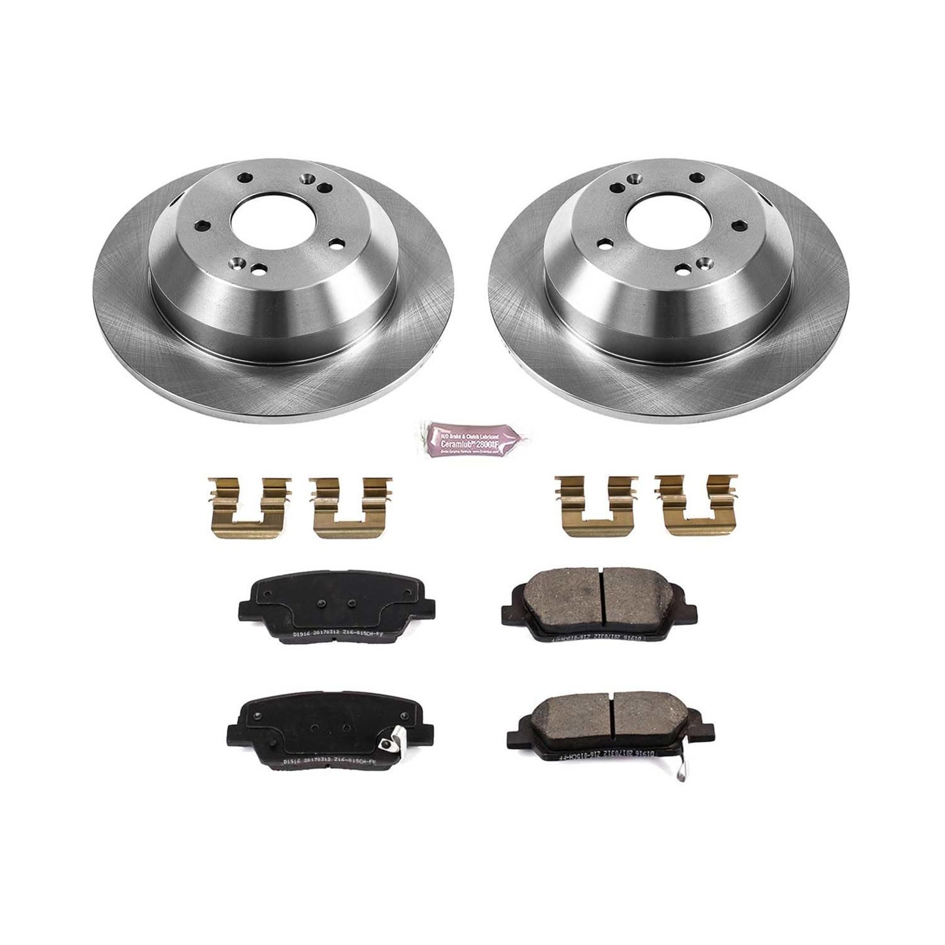 Brake Kit Power Stop For 2010-2018 Santa Fe | 2013-2018 Santa Fe Sport | 2011-2015 Sorento Rear Autospecialty Replacement Brake Rotors and Ceramic Brake Pads KOE7507