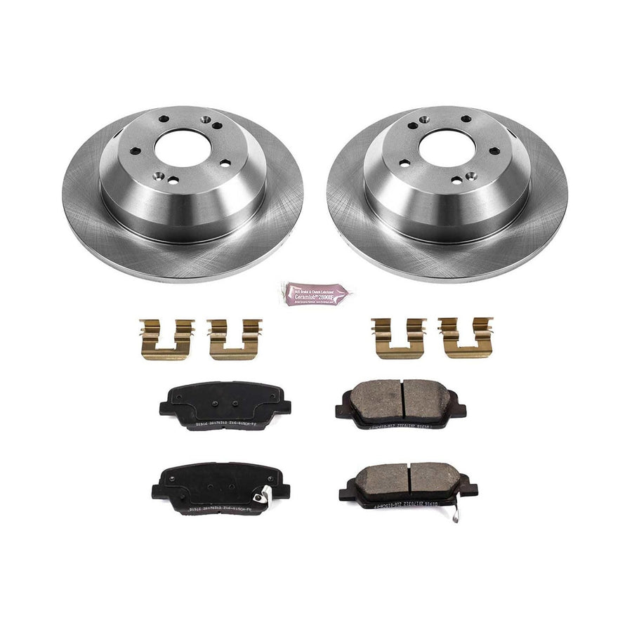 Brake Kit Power Stop For 2010-2018 Santa Fe | 2013-2018 Santa Fe Sport | 2011-2015 Sorento Rear Autospecialty Replacement Brake Rotors and Ceramic Brake Pads KOE7507