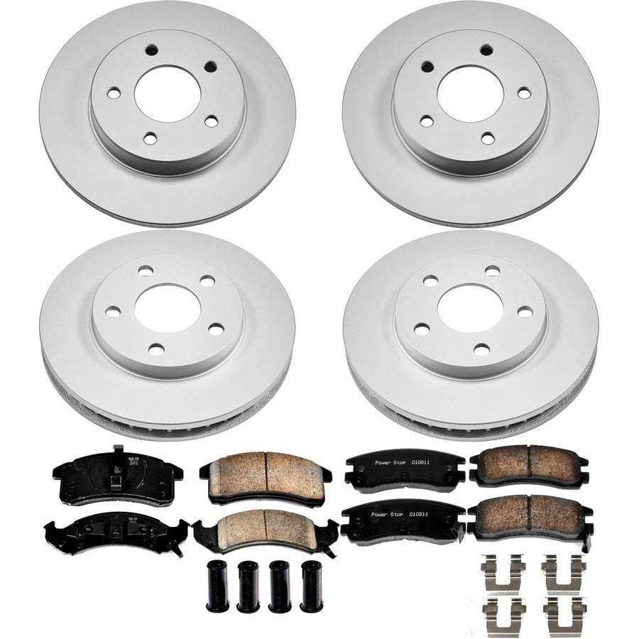 Power Stop CRK2762 Brake Rotor Coated & Ceramic Brake Pads- front & rear For Cadillac Eldorado 1992-1993 | Cadillac Seville 1992-1993 [Vehicle Specific]
