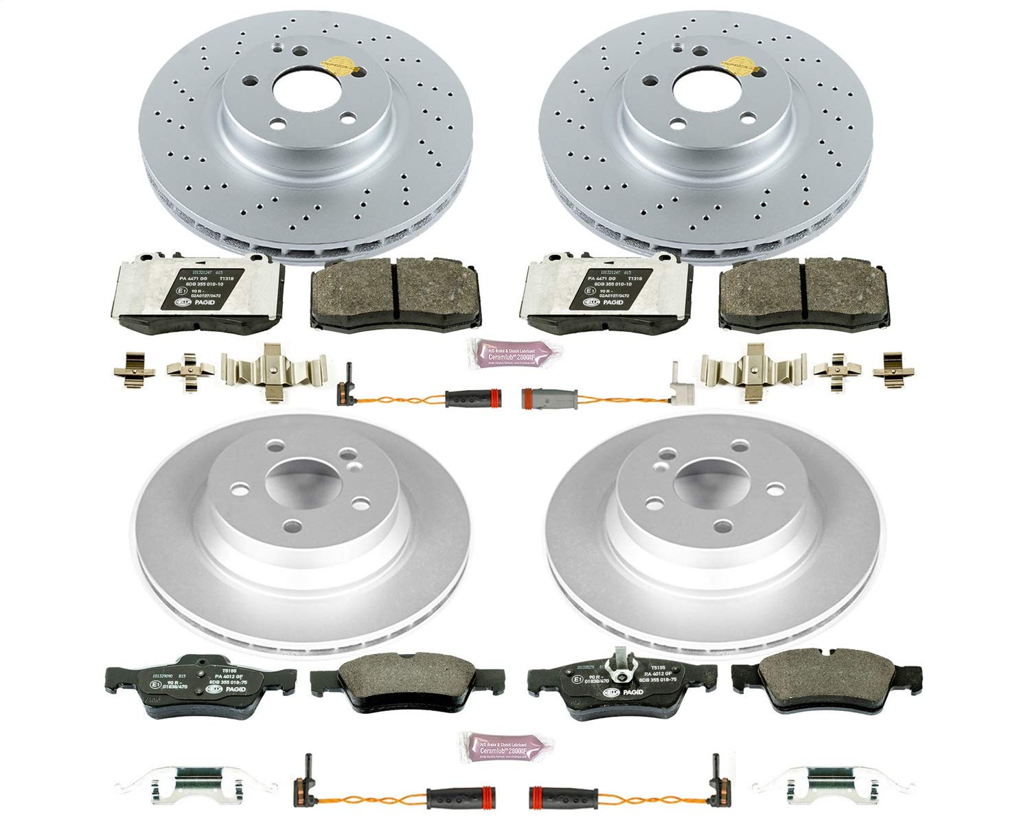 Power Stop ESK4522 Euro-Stop Front & Rear Brake Kit and 2 Front & 3 Rear Sensor Wires For Mercedes-Benz E350 2007-2009, Mercedes-Benz E550 2007-2009 [Model Specific]