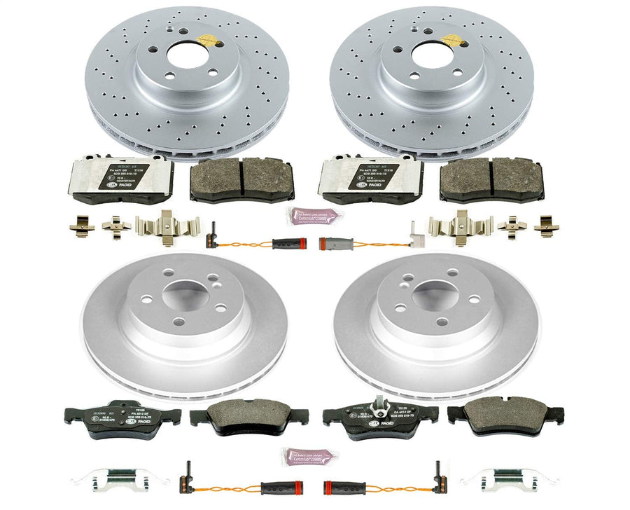 Power Stop ESK4522 Euro-Stop Front & Rear Brake Kit and 2 Front & 3 Rear Sensor Wires For Mercedes-Benz E350 2007-2009, Mercedes-Benz E550 2007-2009 [Model Specific]