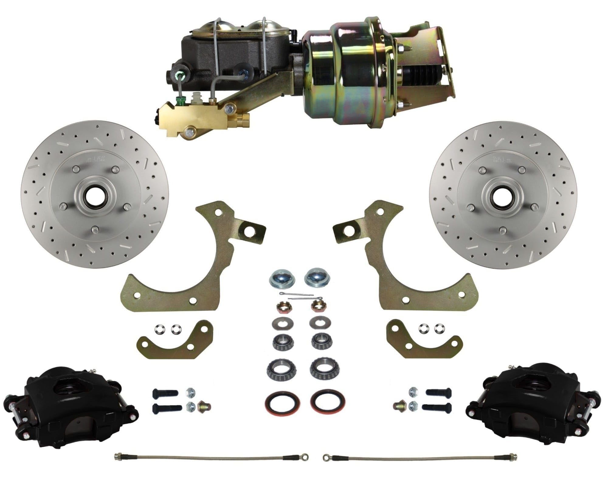 Power Front Disc Brake Conversion Kit With Maxgrip Xds Black Calipers LEED BRAKES