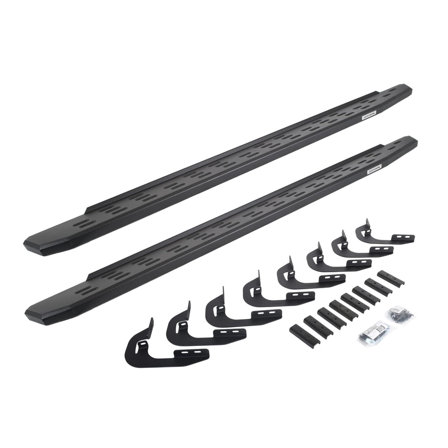 Go Rhino Running Boards & Brackets RB30 | Galvanized Steel, Textured Black | 69605880PC | Fits 2014-2018 Chevrolet Silverado/GMC Sierra 1500 Double Cab (See Description)