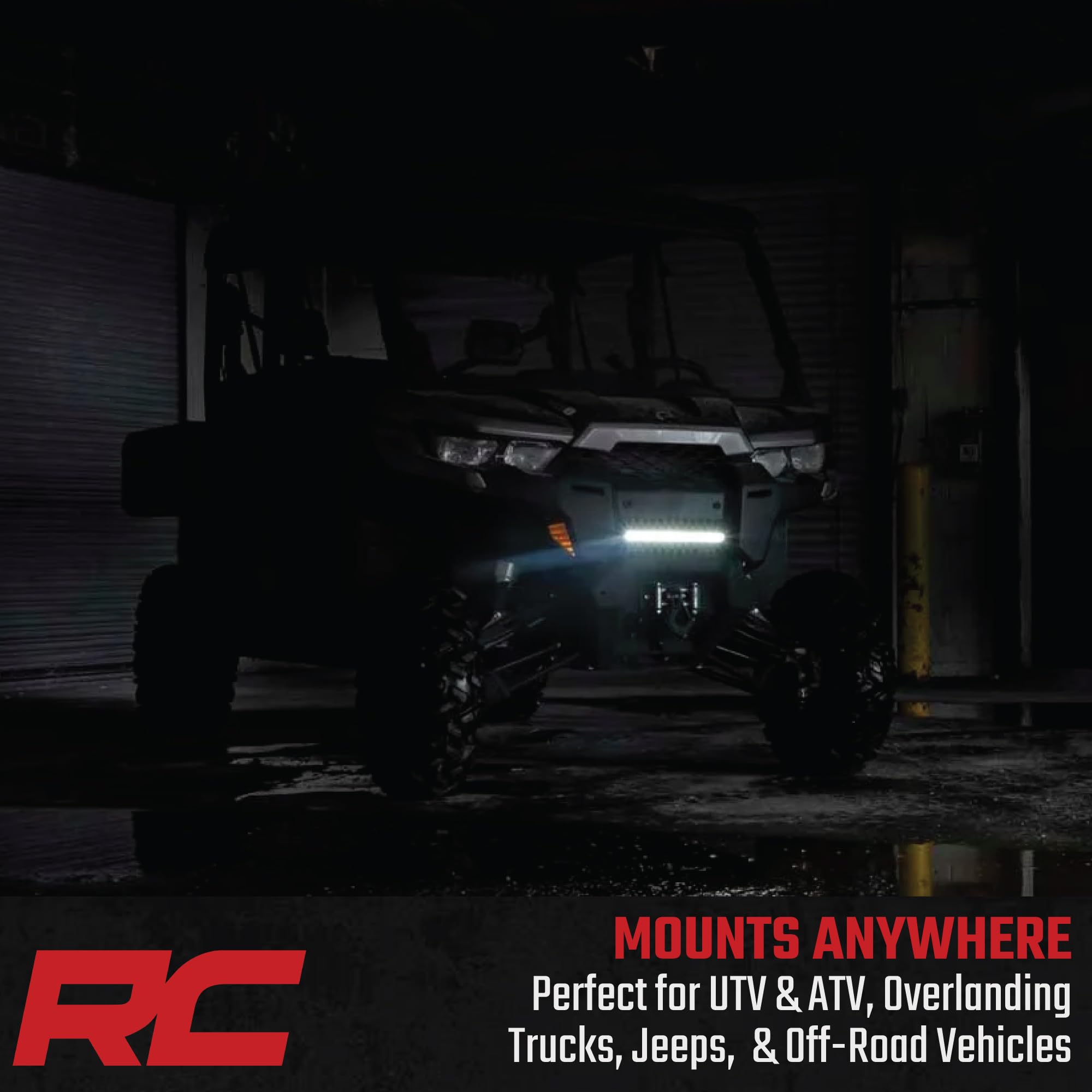 12" Rough Country LED Light Bar - 60W, 4,800 Lumens, Spot Focus Beam, Waterproof Off-Road Lighting for UTV, ATV, Jeeps, Truck