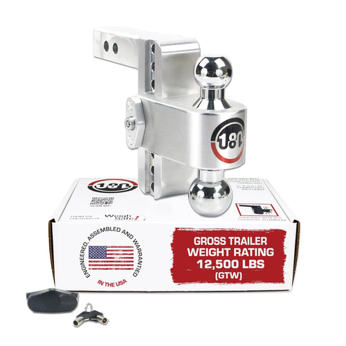 CTB6-2 180 HITCH Aluminum Adjustable 6" Drop & Chromed Steel Ball for 2" Receiver, 12,500 GTW