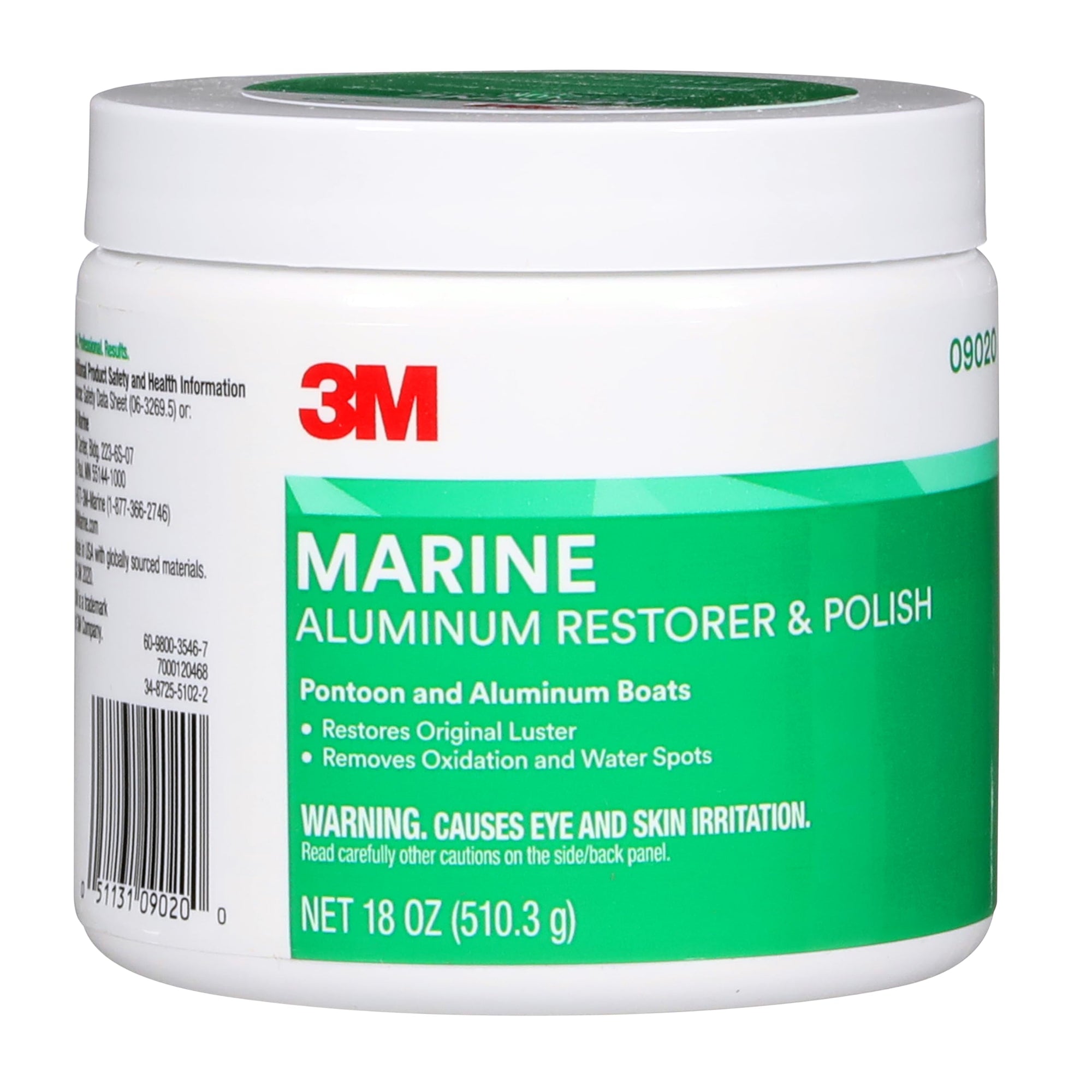 3M Aluminum Marine Restorer and Polish, 09020, 18 oz, for Marine Detailing, Remove Heavy Oxidation and Chalking, 1 Tube