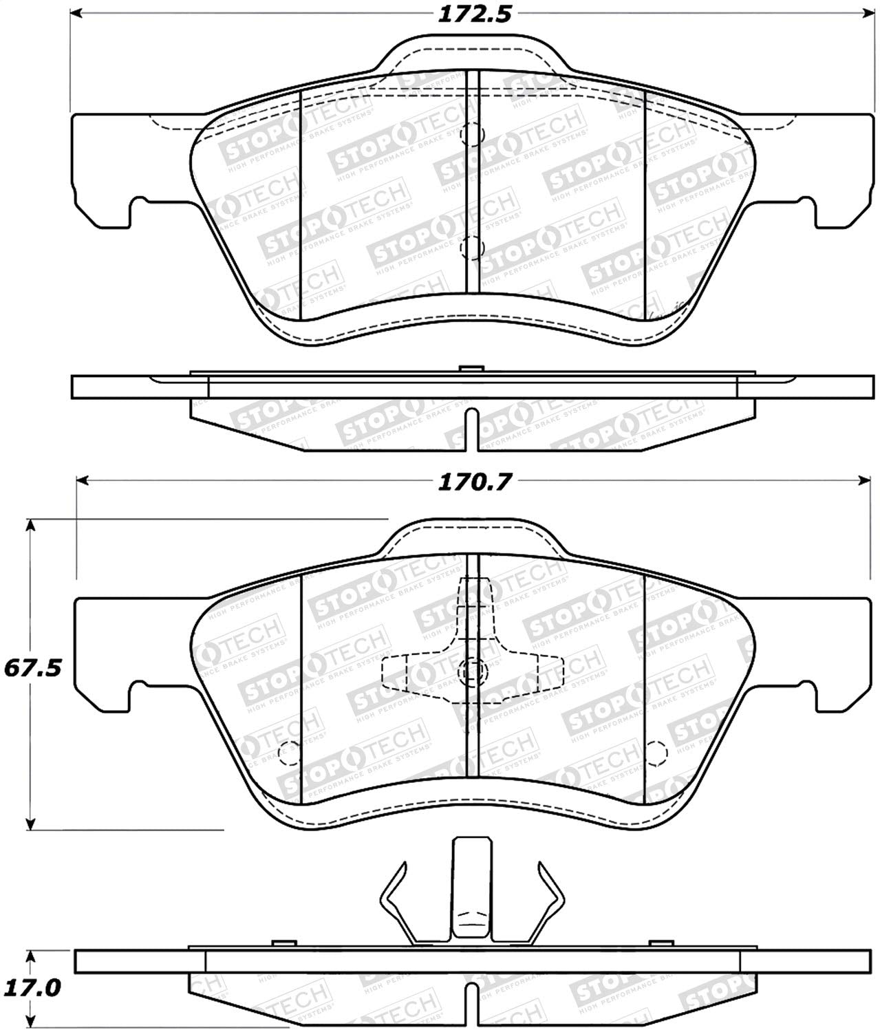 Front StopTech 308.10473 Brake Pads with Shims and Hardware Street