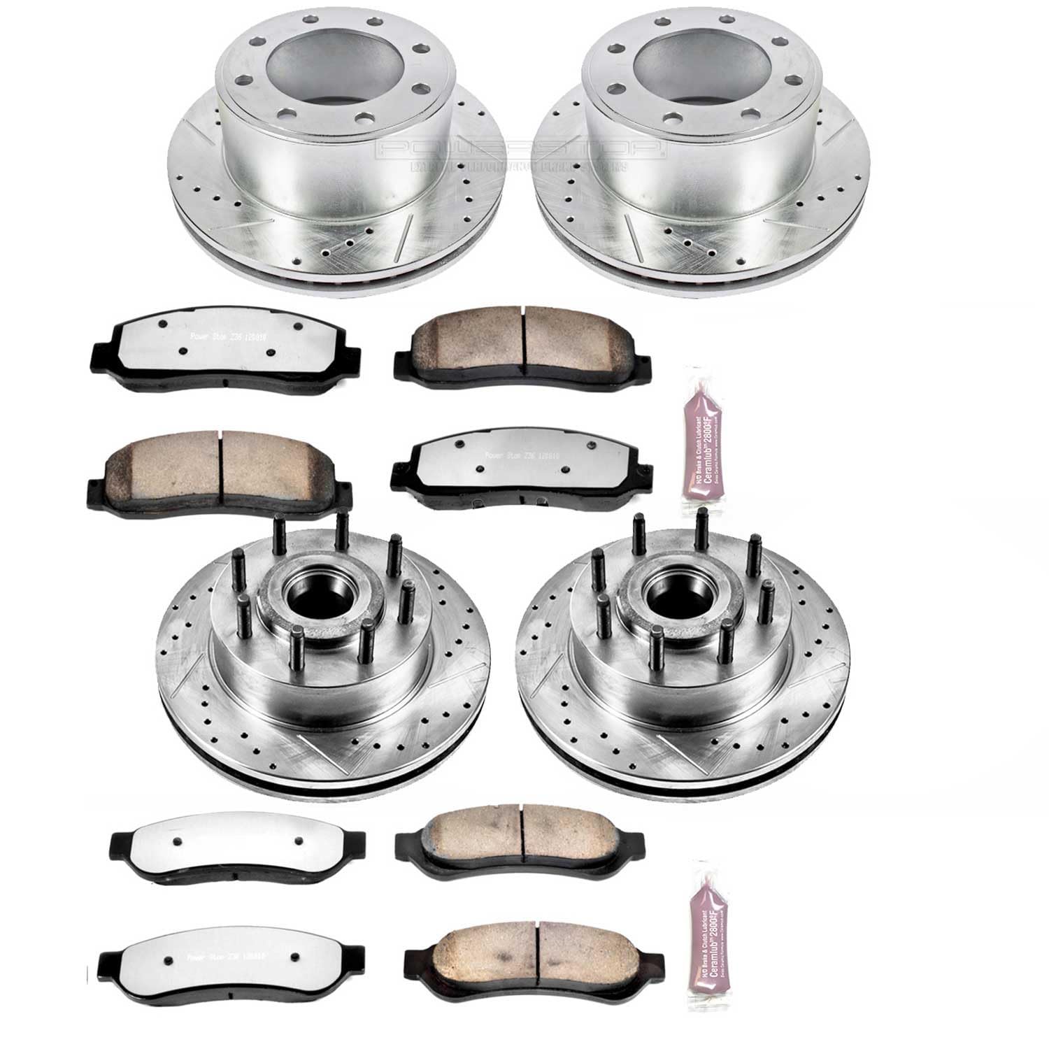 Power Stop K5586-36 Z36 Truck & Tow Front and Rear Brake Kit, Carbon Fiber Ceramic Brake Pads and Drilled/Slotted Brake Rotors