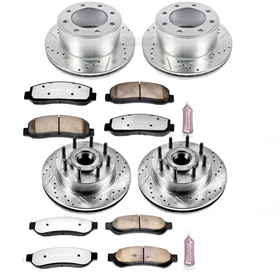 Power Stop K5586-36 Z36 Truck & Tow Front and Rear Brake Kit, Carbon Fiber Ceramic Brake Pads and Drilled/Slotted Brake Rotors