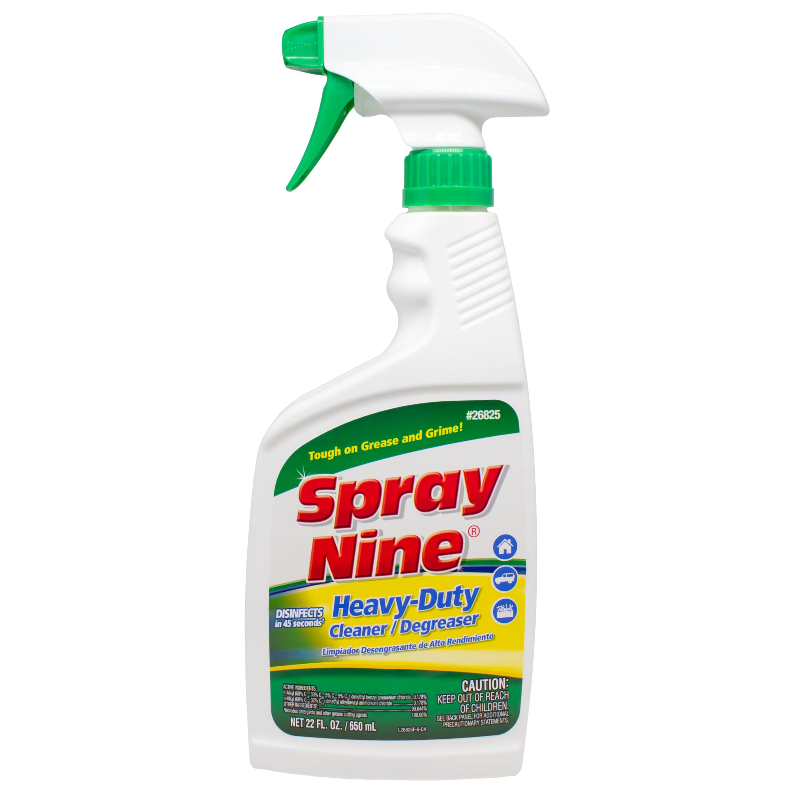Heavy Duty Spray Nine 26825 Cleaner, Degreaser & Disinfectant for Kitchens, Bathrooms, Yard Equipment, Automotive & Industrial 22 Fl Oz. (Pack of 1)
