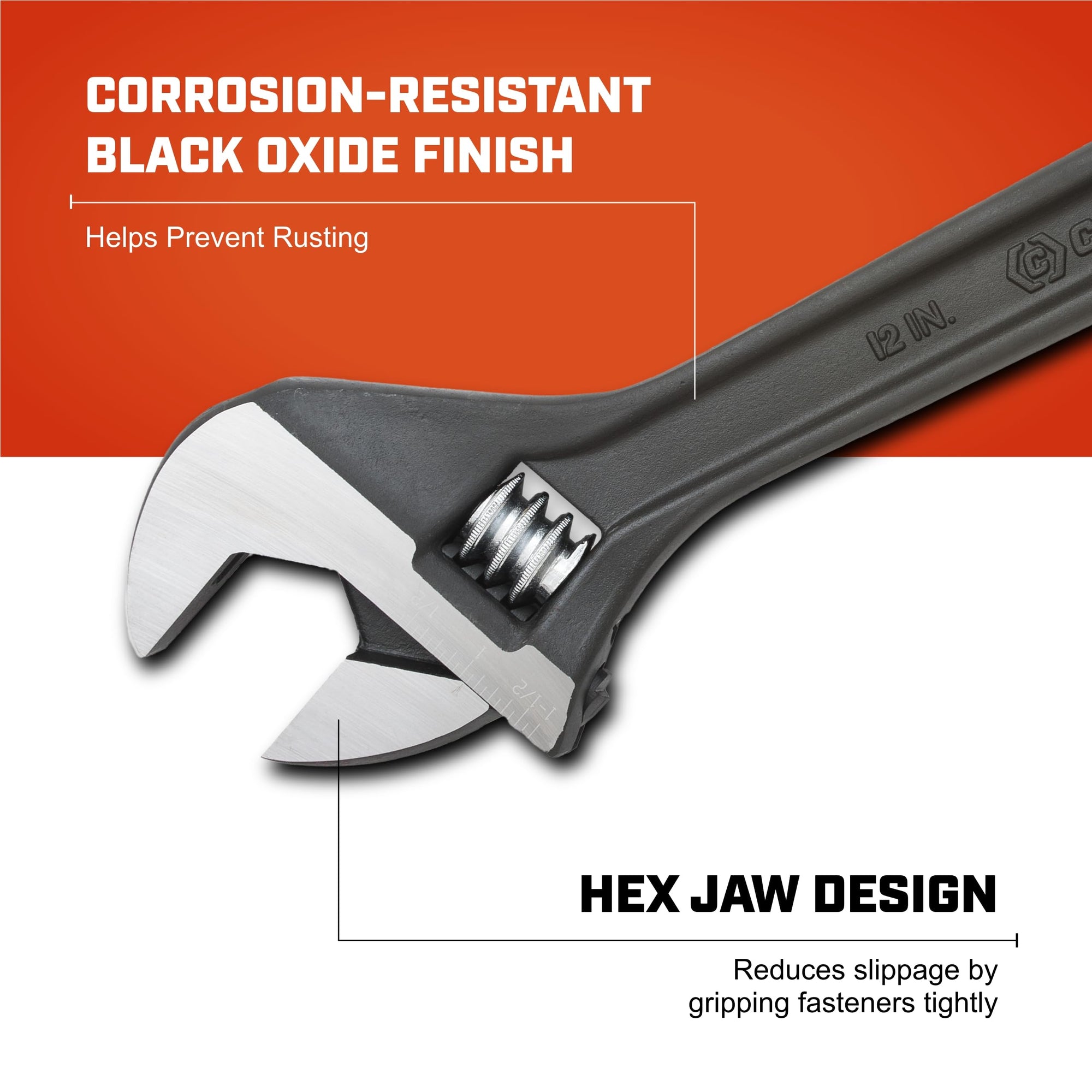 12" Adjustable Crescent Black Oxide Wrench, Boxed - AT212BK