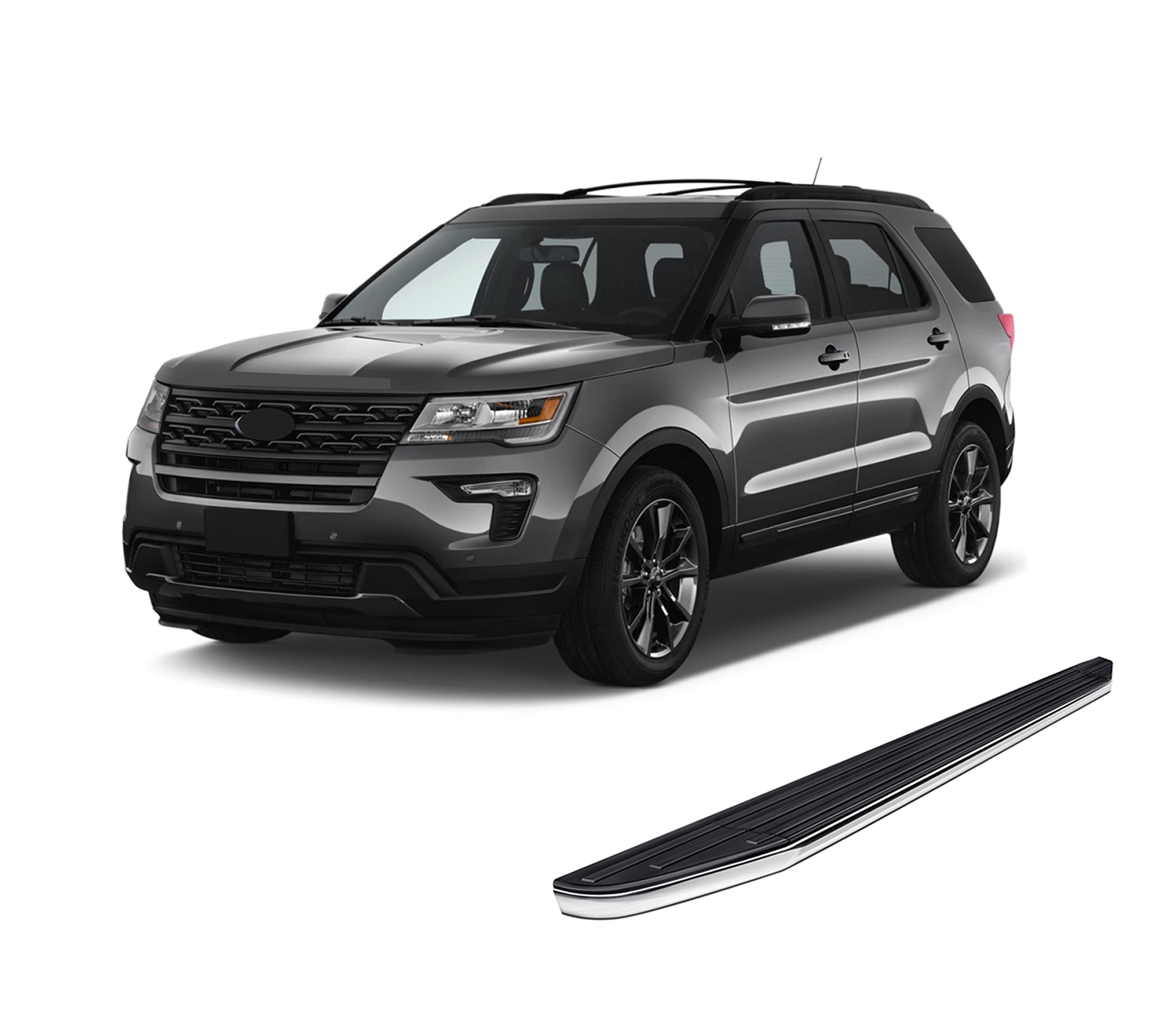 Premium Black Horse Running Boards Black Compatible with 2011-2019 Ford Explorer-PR-FREX