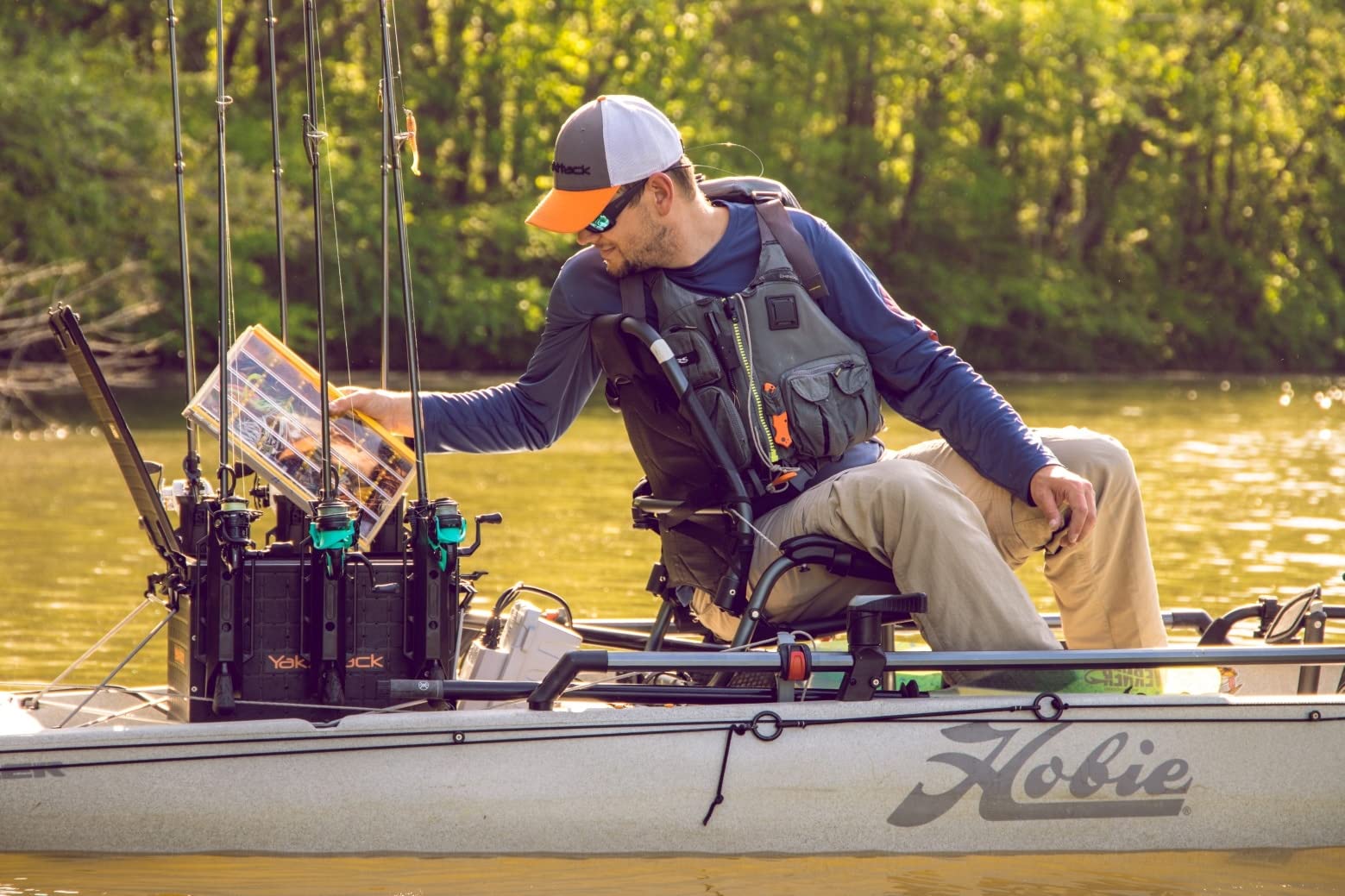 YakAttack 16" x 16" BlackPak Pro Kayak Fishing Crate with 6 Rod Holders - Black | Tackle Storage Box & Fishing Gear Organizer | Lightweight, Durable & Customizable Kayak Fishing Accessory