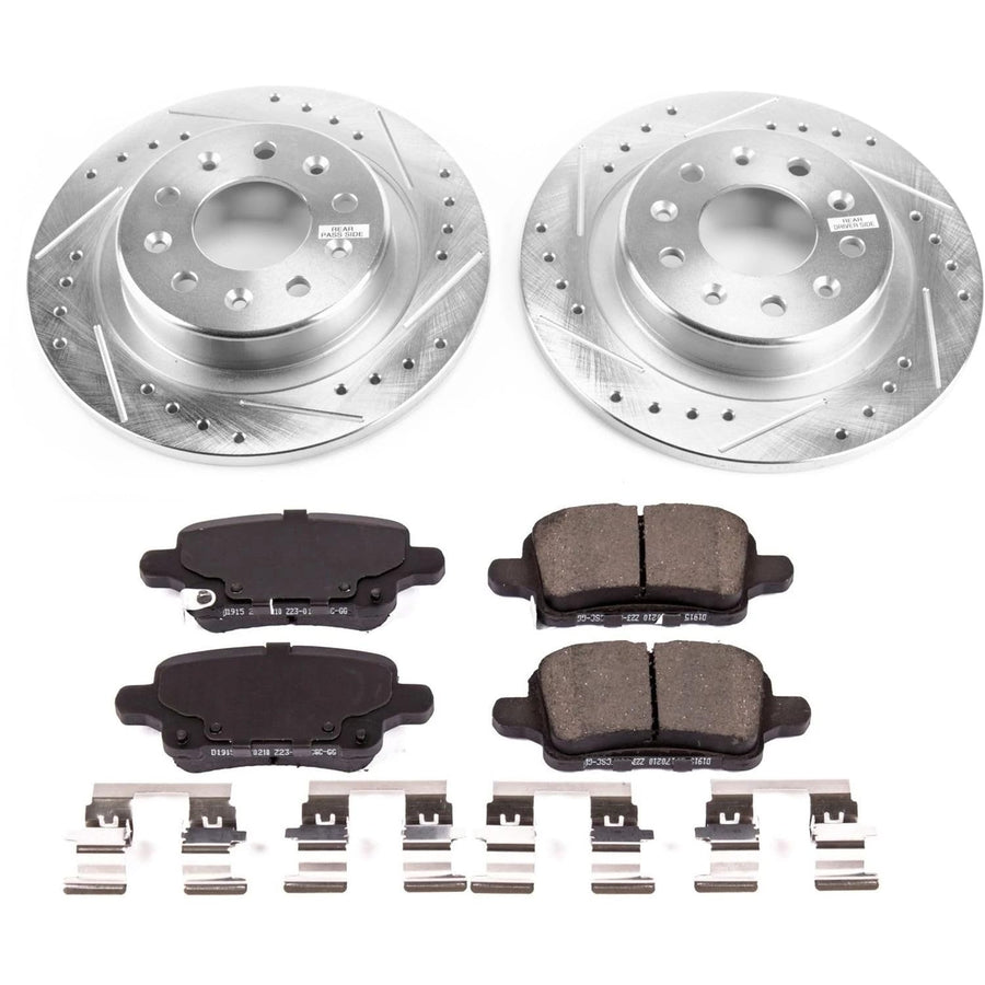 Power Stop K7721 Z23 Carbon Fiber Brake Pads with Drilled & Slotted Brake Rotors Kit For Buick LaCrosse 2019, Chevrolet Equinox 2018-2021, GMC Terrain 2021 [Model Specific]