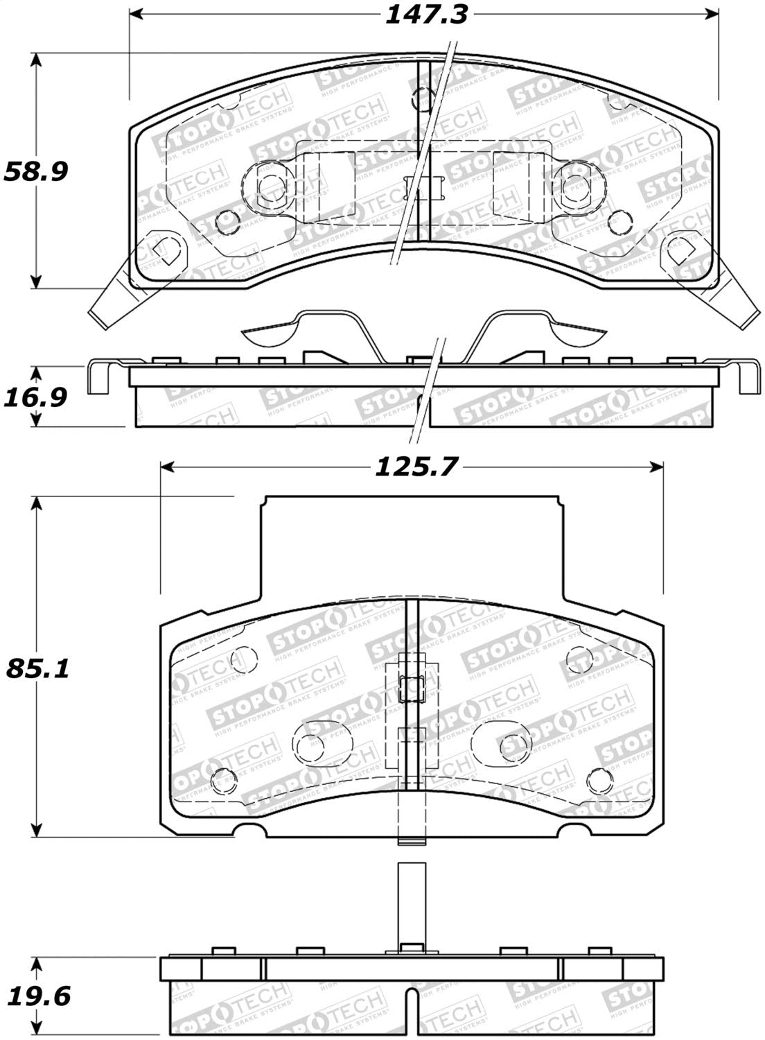 Front StopTech 308.04590 Brake Pads with Shims and Hardware Street