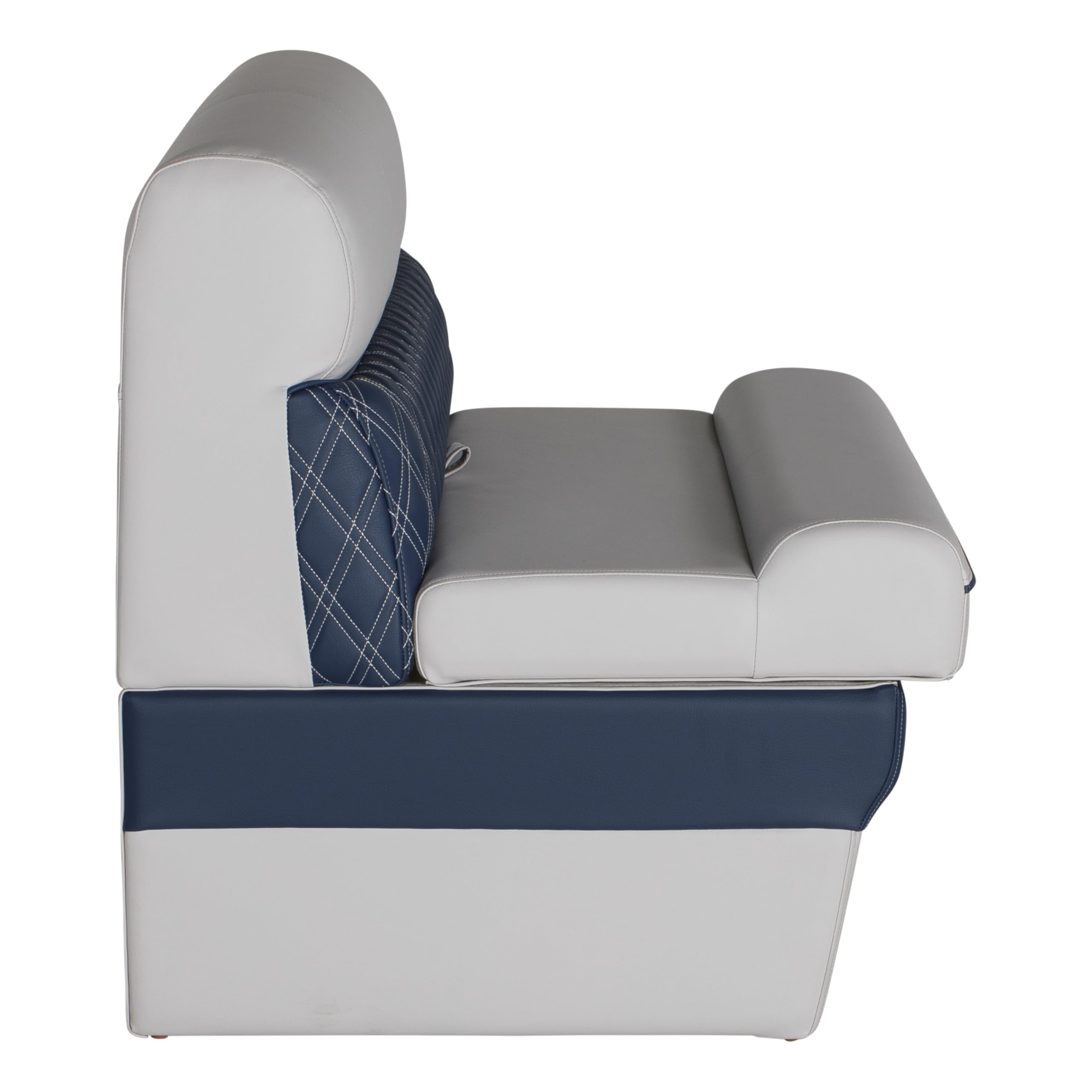Sunset Collection Lippert 36" Angled Pontoon Bench Seat, Fits Against Helm Station, Contoured Foam Cushioning, Durable Marine-Grade Vinyl, Dry Storage, Poly Frame, 36"L x 28"W x 30"H - 2024021318