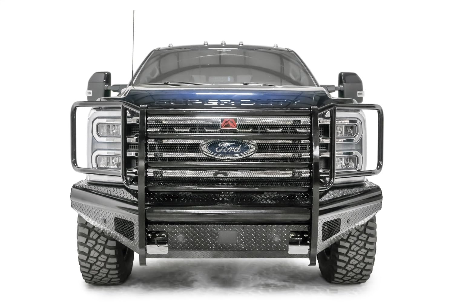 Fab Fours Black Steel Front Bumper FS23-S5960-1 fits 23-23 Ford F-350 Super Duty - w/Full Grill Guard - Sensor Compatible - Gloss Black