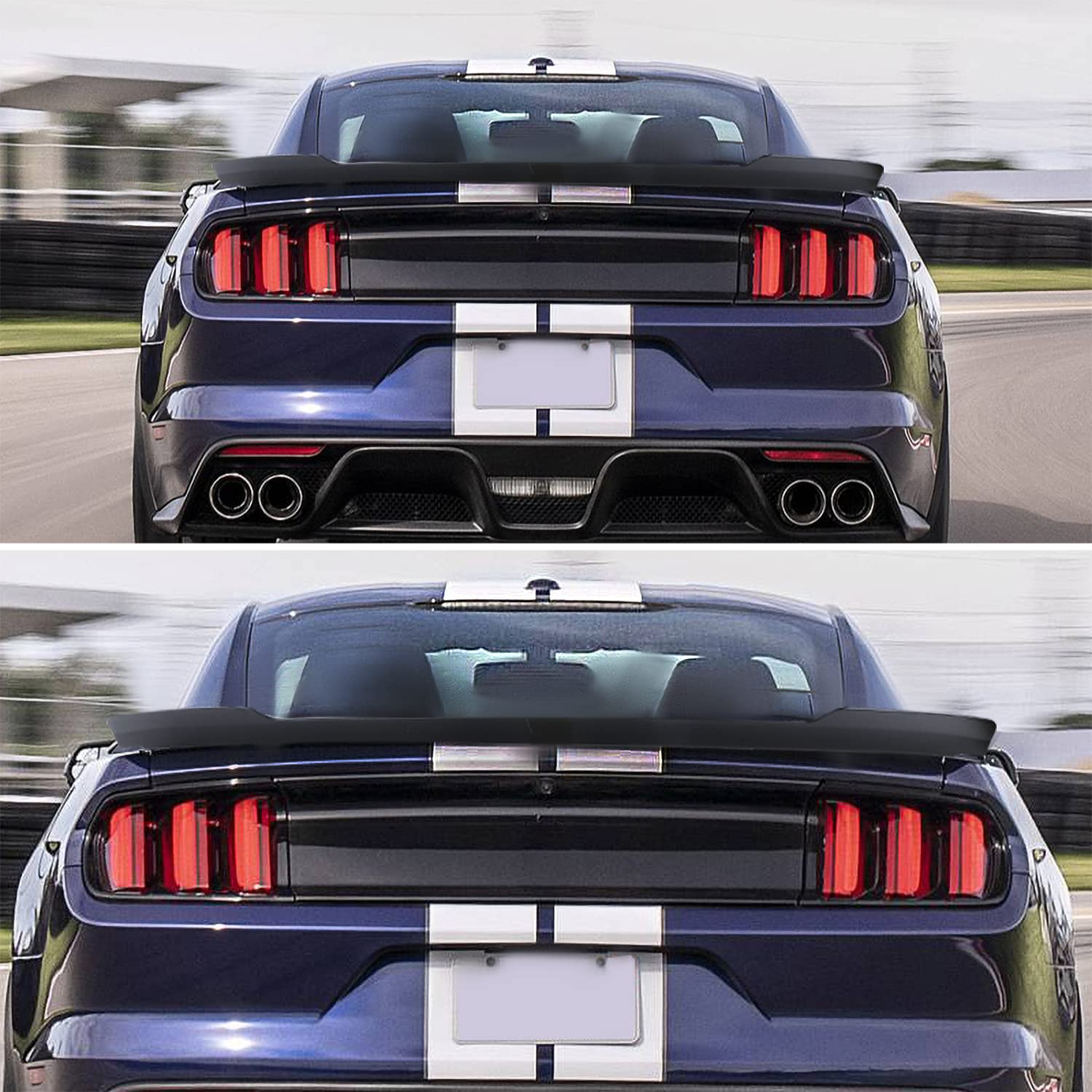 Spec-D Tuning MD Style Matte Black High Kick ABS Rear Trunk Spoiler Compatible with 2015-2022 Ford Mustang Models
