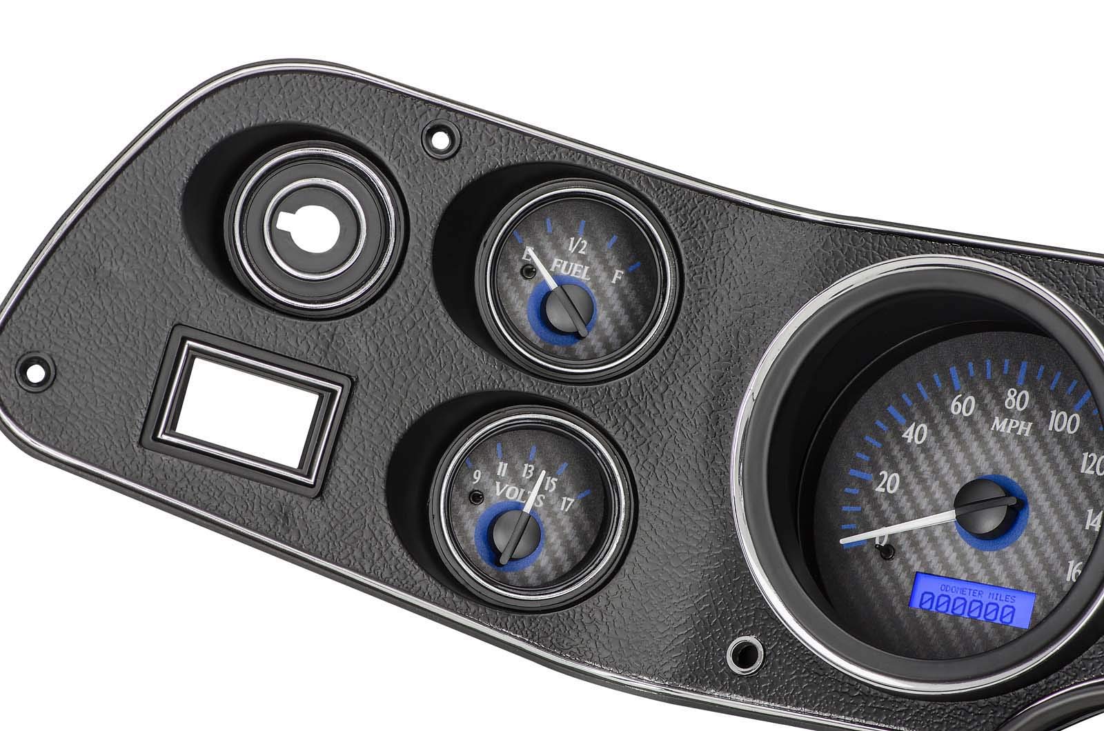 Chevy Camaro 1970-81 VHX System, Carbon Fiber Face - Blue Display