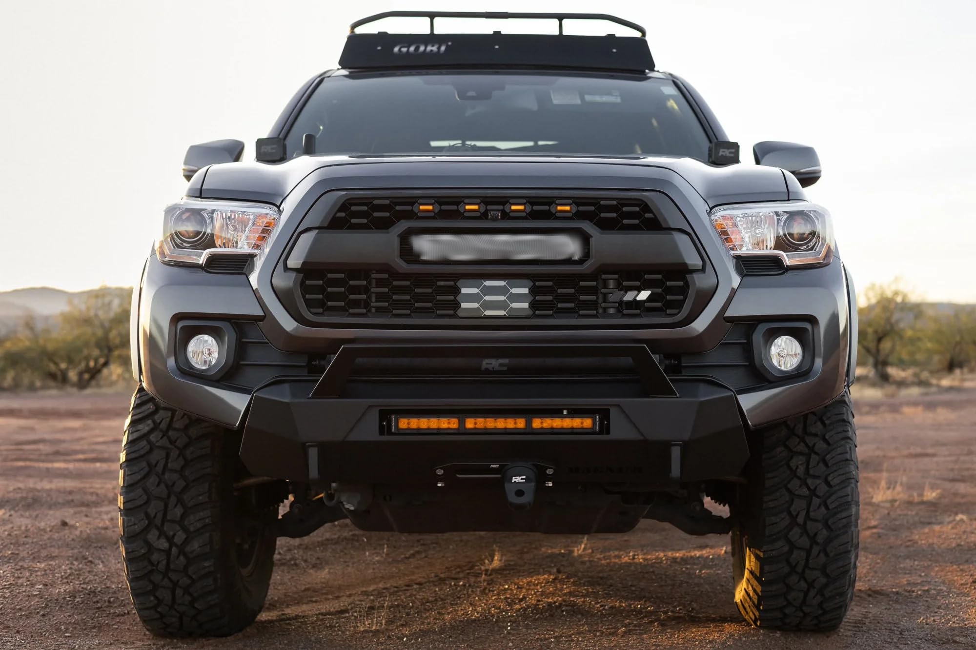 Front Bumper Magnum Winch RT Style Guard Black Compatible with 2016-2023 Tacoma
