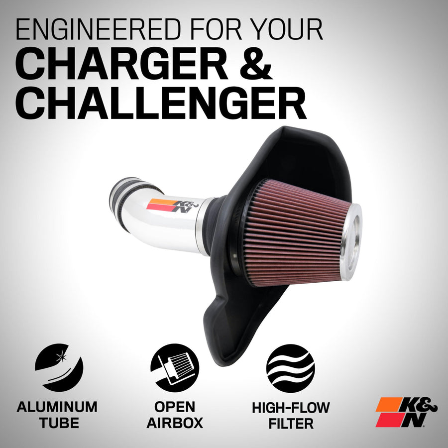 Cold Air Intake System K&N: High-Flow Air Filter, Increase Performance & Towing: Compatible with 2011-2023 Chrysler/Dodge: 300, Challenger, Charger, 69-2545TP