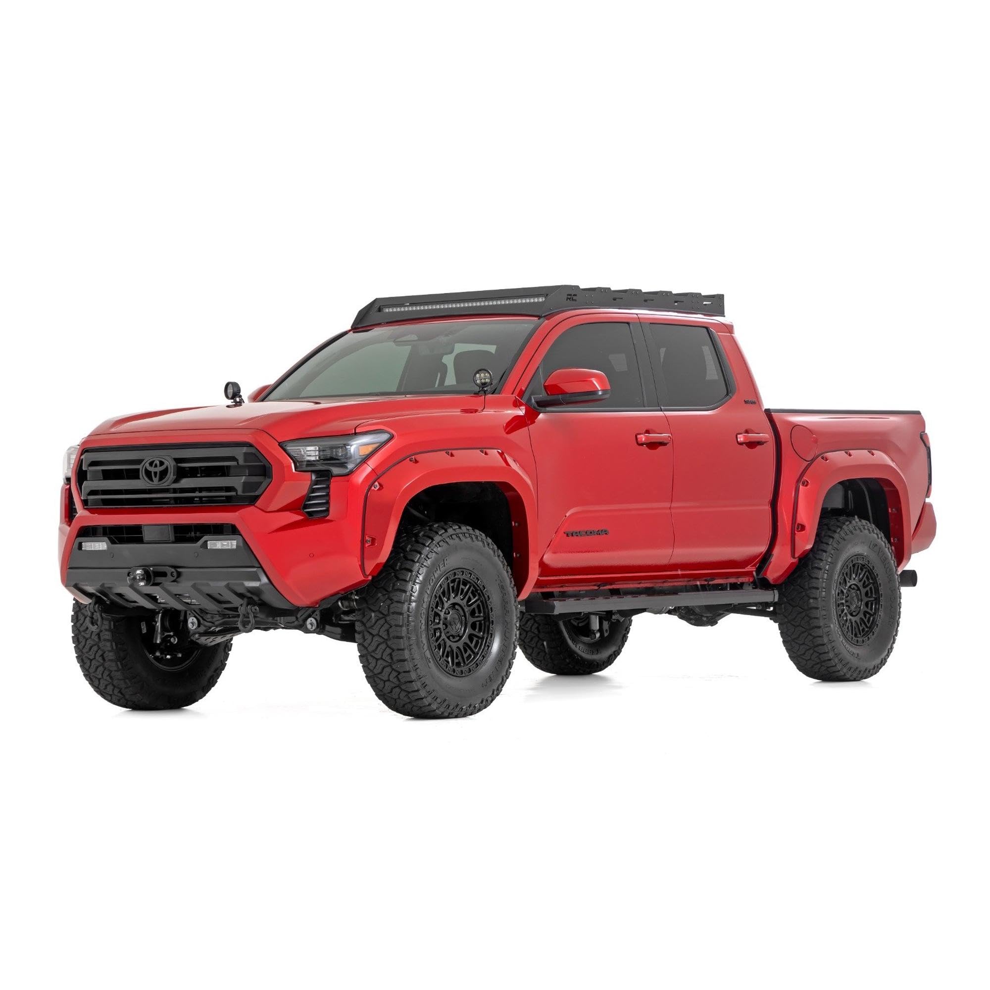 BA2 Rough Country Running Boards for Toyota Tacoma Double Cab (2024-2025) - 5" Wide Steel Step Bars, Non-Slip Grip Foot Rails, No-Drill Install, Truck Side Steps