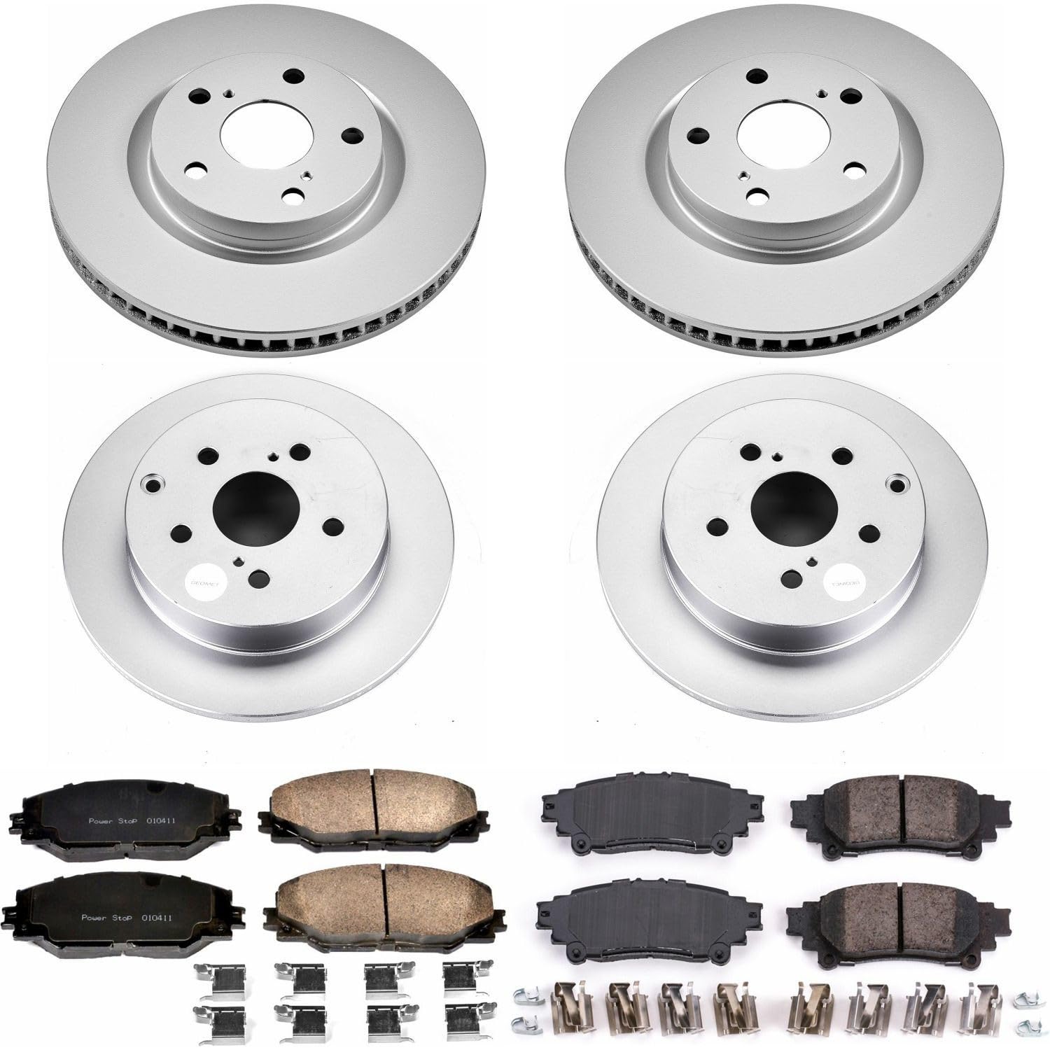 Power Stop CRK7503 Z17 Evolution Geomet Coated Brake Kit Front and Rear For Toyota Mirai 2016-2019 [Model Specific]