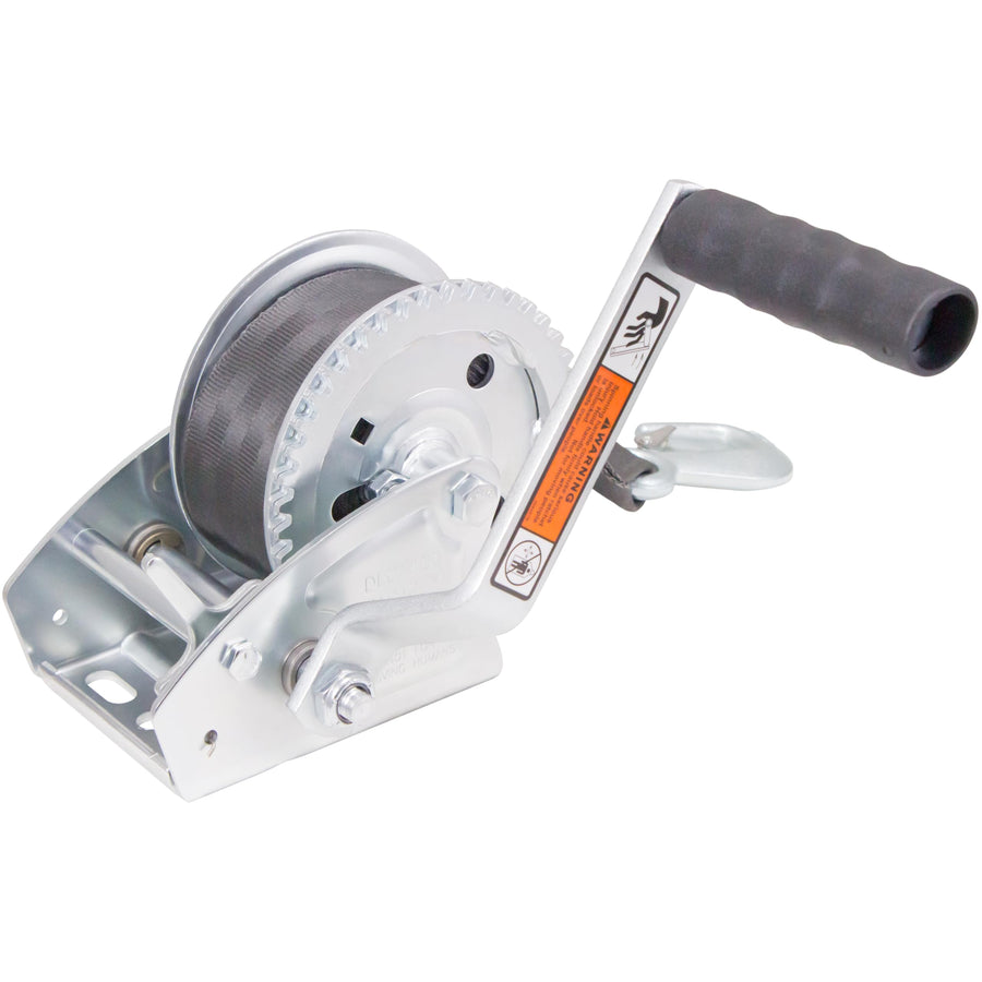 Pulling Winch Dutton-Lainson Company (DLC1400) - Rust-Resistant Finish for Horizontal Pulling Application & Hauling - 1400 lb Capacity, Plated, 7" Handle, Manual Use, 20ft Strap - Made in USA