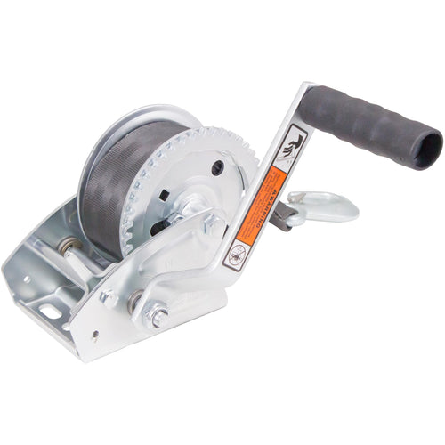Pulling Winch Dutton-Lainson Company (DLC1400) - Rust-Resistant Finish for Horizontal Pulling Application & Hauling - 1400 lb Capacity, Plated, 7" Handle, Manual Use, 20ft Strap - Made in USA