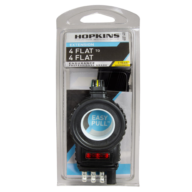 Hopkins 48148 Towing Solutions Endurance Easy-Pull 12 4 Flat Extension Trailer Connector, Black