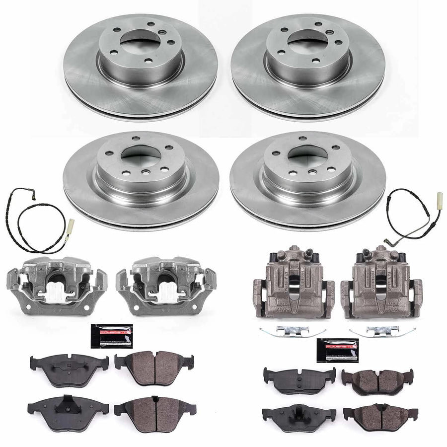 Power Stop KCOE4107 Replacement Autospeciality Front and Rear Caliper Kit- OE Rotors, Ceramic Brake Pads, Calipers For BMW 328i 2008-2010 [Model Specific]